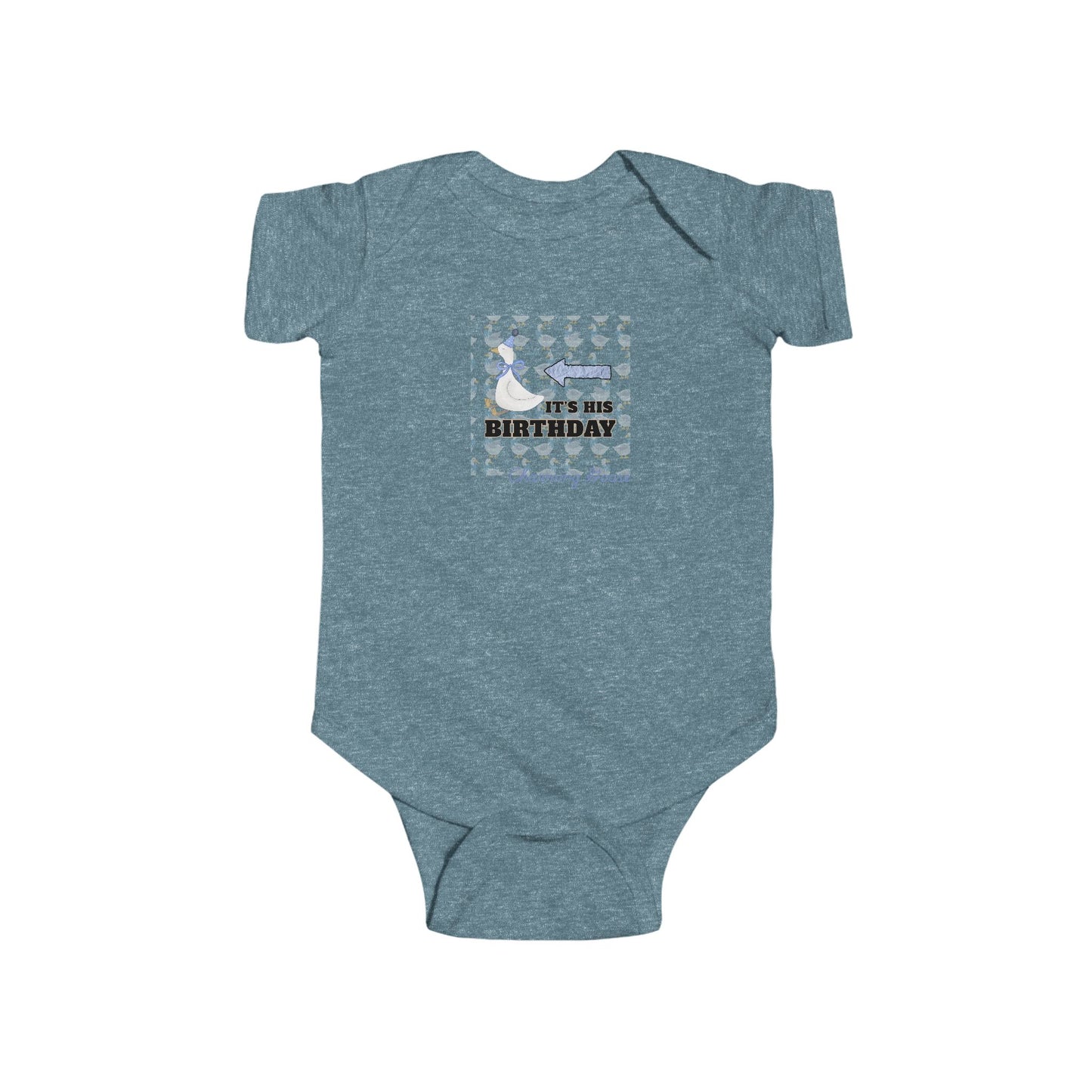 Twin Boys Bodysuit - "It's His Birthday" Charming Goose- First Birthday Baby Onesie
