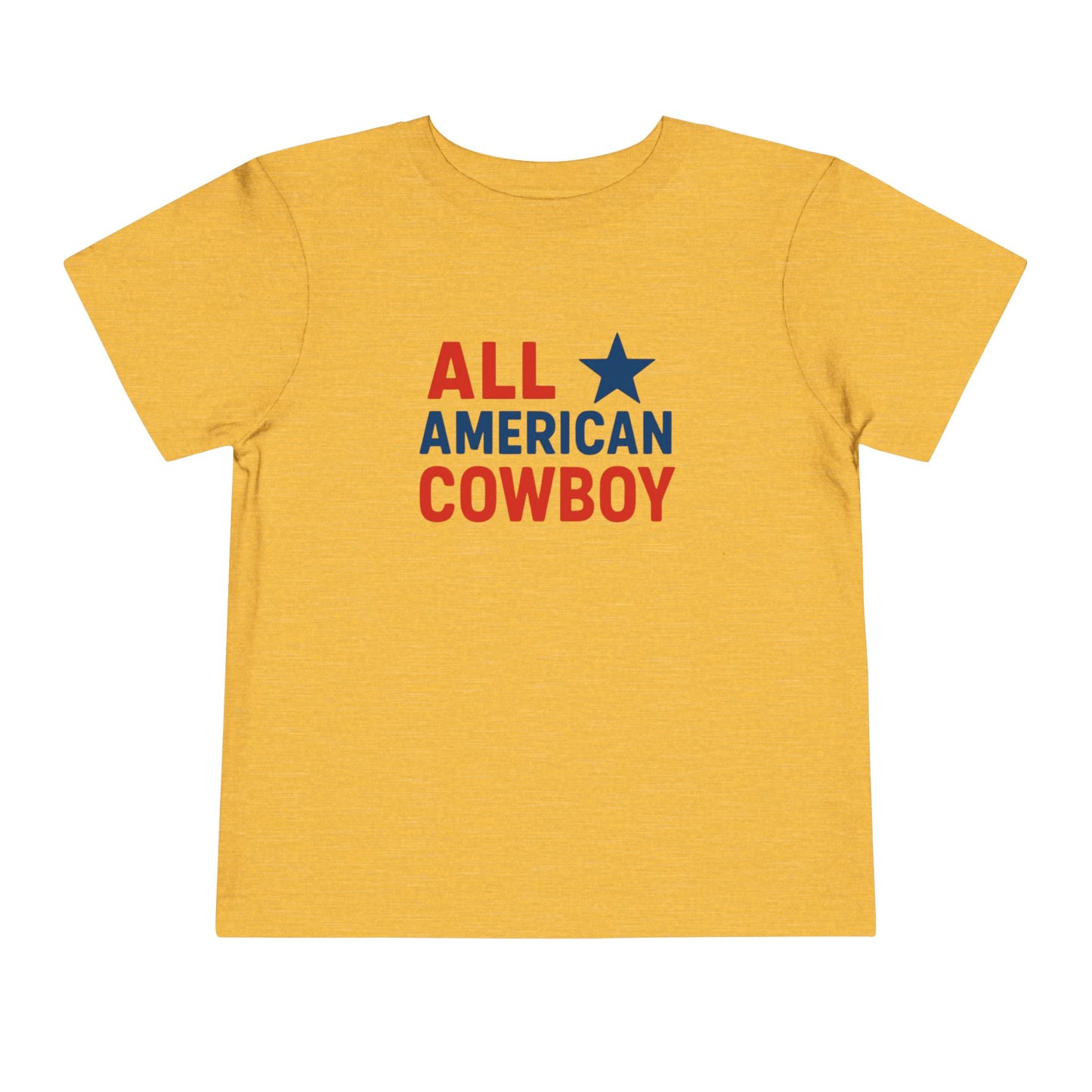 All American Cowboy Toddler Tee — Patriotic Kids Short Sleeve Shirt