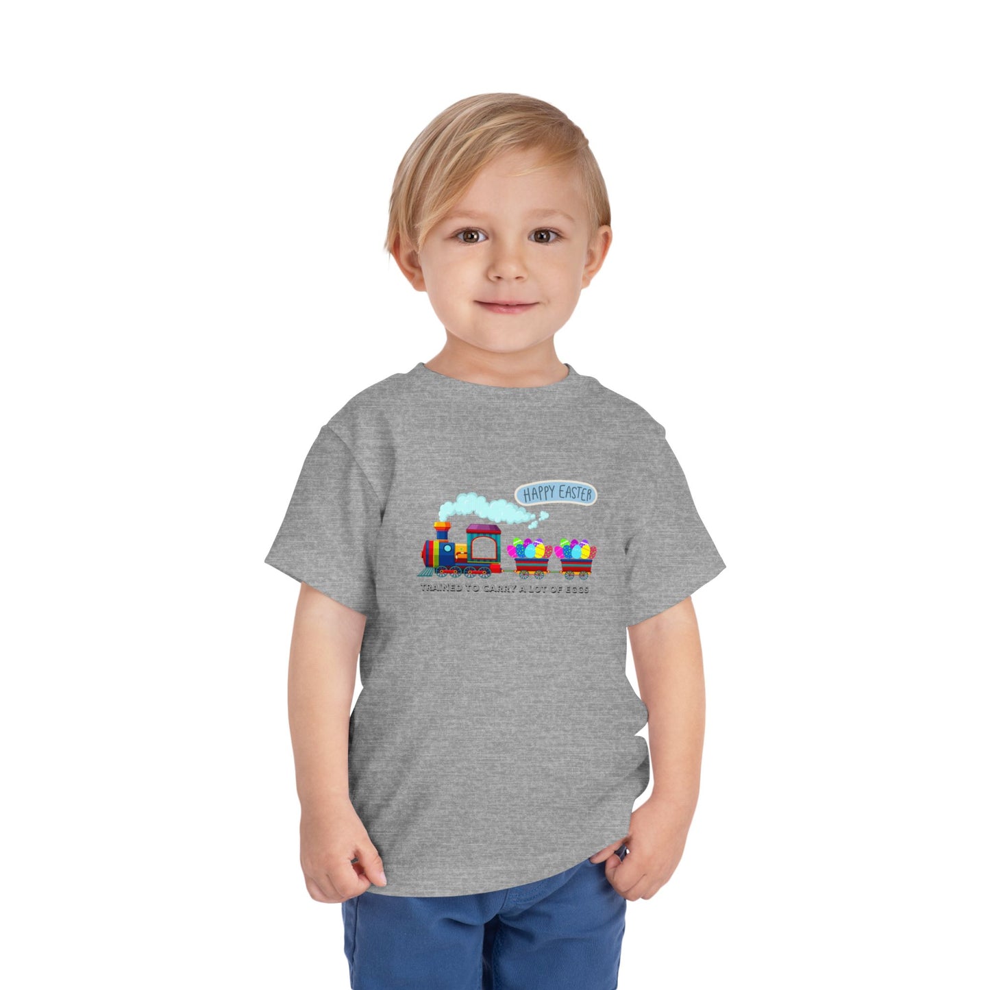 Toddler Easter Tee "Trained to carry lots of eggs" — Cute Train themed boy Shirt