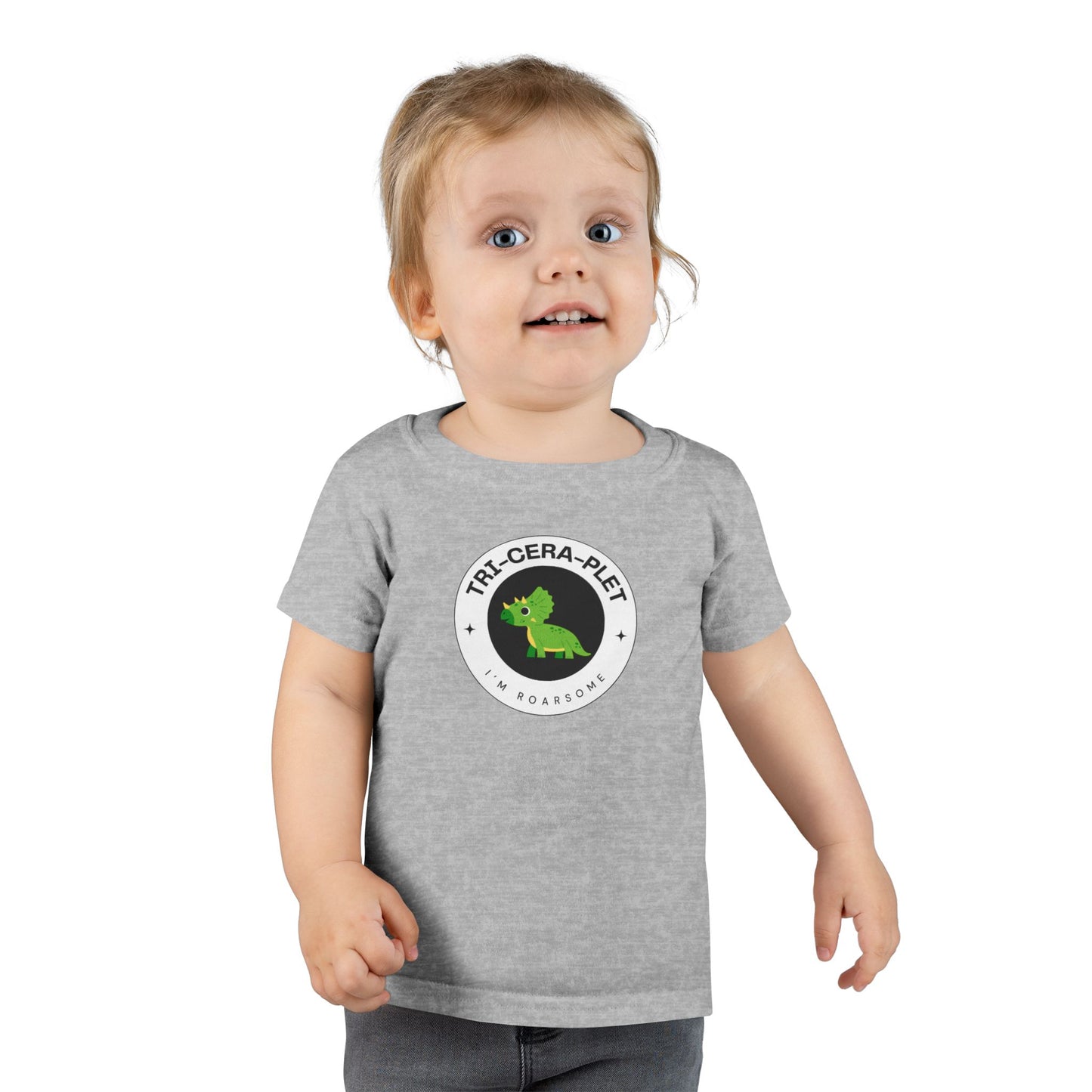 Tri-cera-plet: I'm Roarsome! Triplet Toddler Dinosaur T-shirt – (Ages 2-6 Years)