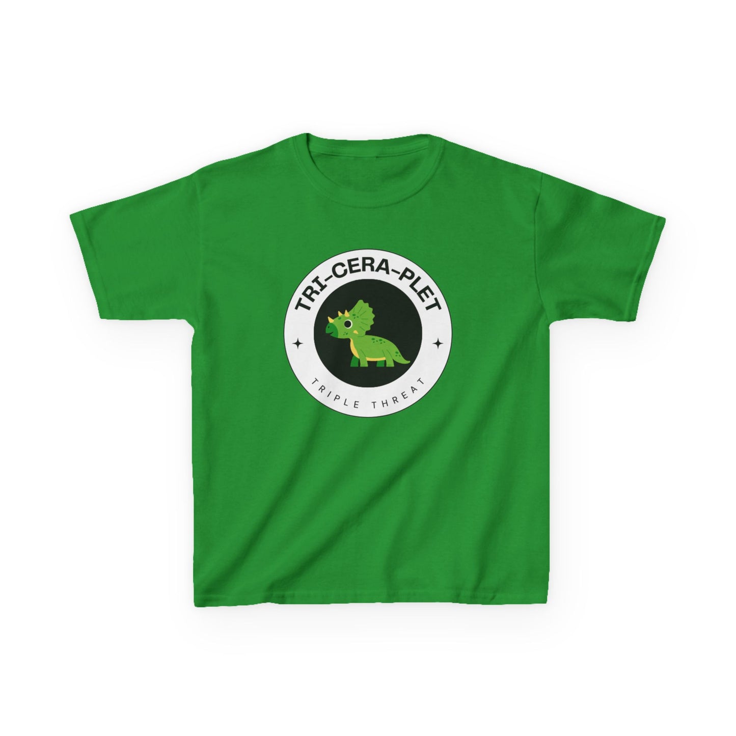 Tri-Cera-Plet Young Kids T-Shirt - Fun Dino Graphic T-Shirt for Triplets