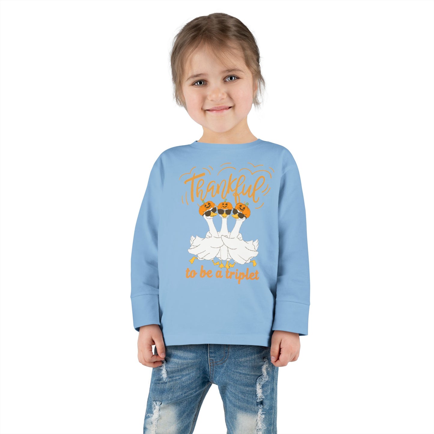 Thankful to Be a Triplet Toddler Long Sleeve Tee