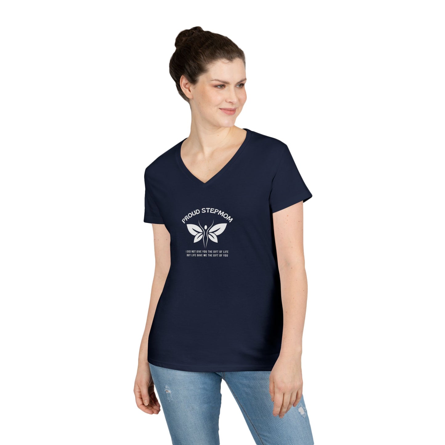 "Proud Stepmom"- V-Neck T-Shirt - Cute Gift for Stepmoms