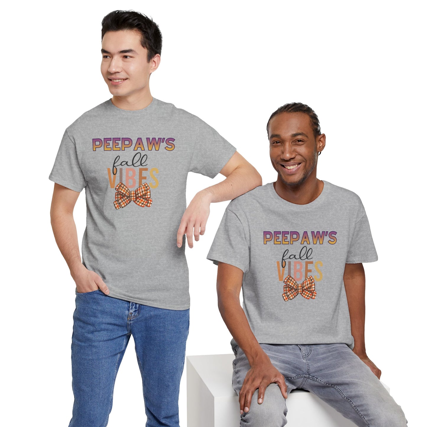 Pepaw's Fall Vibes T-Shirt — Grandpa Autumn Plaid Bow Tee