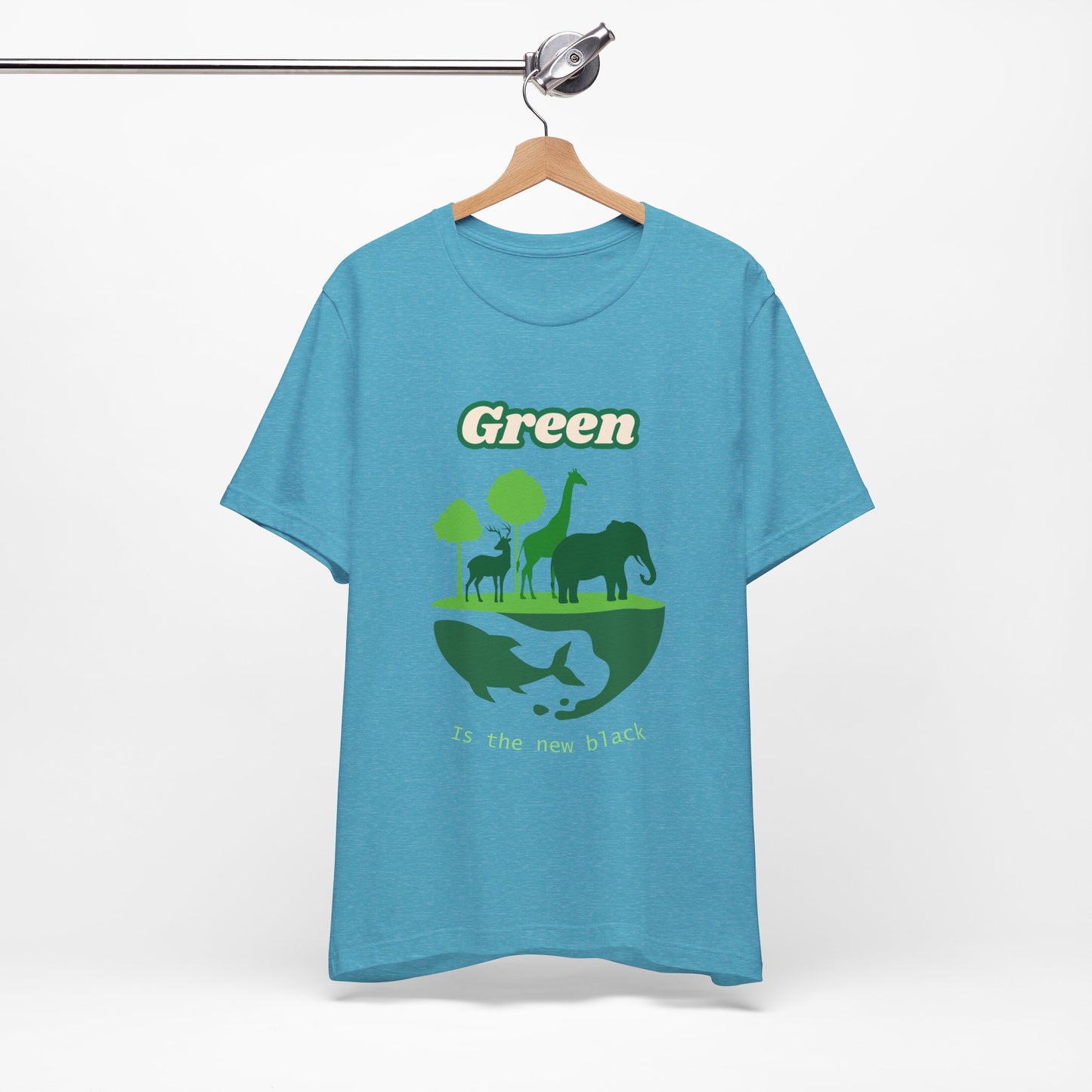 Green Mens Wildlife Conservation T-Shirt — "Green is the New Black" Eco Tee