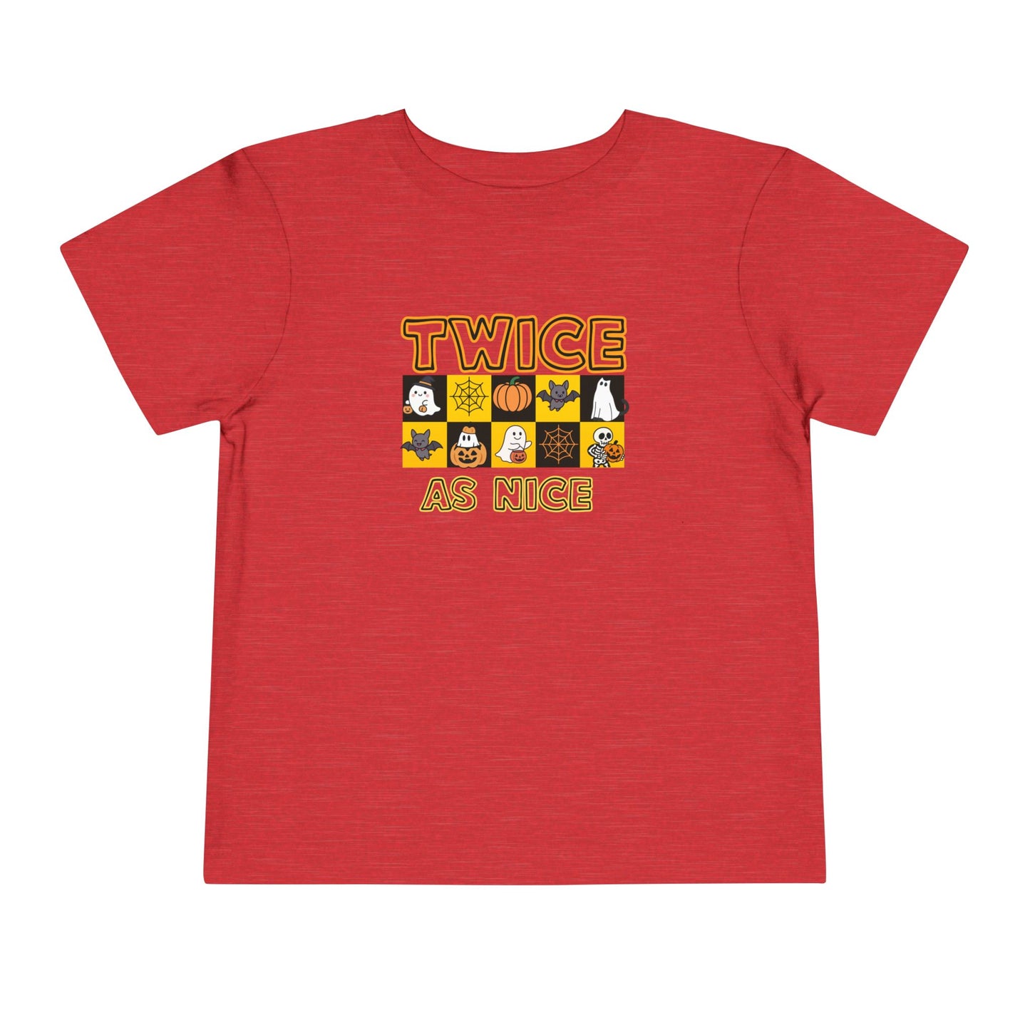 Twin Toddler Halloween Shirt — "Twice As Nice" Cute Character Grid Graphic (2 to 5 years)