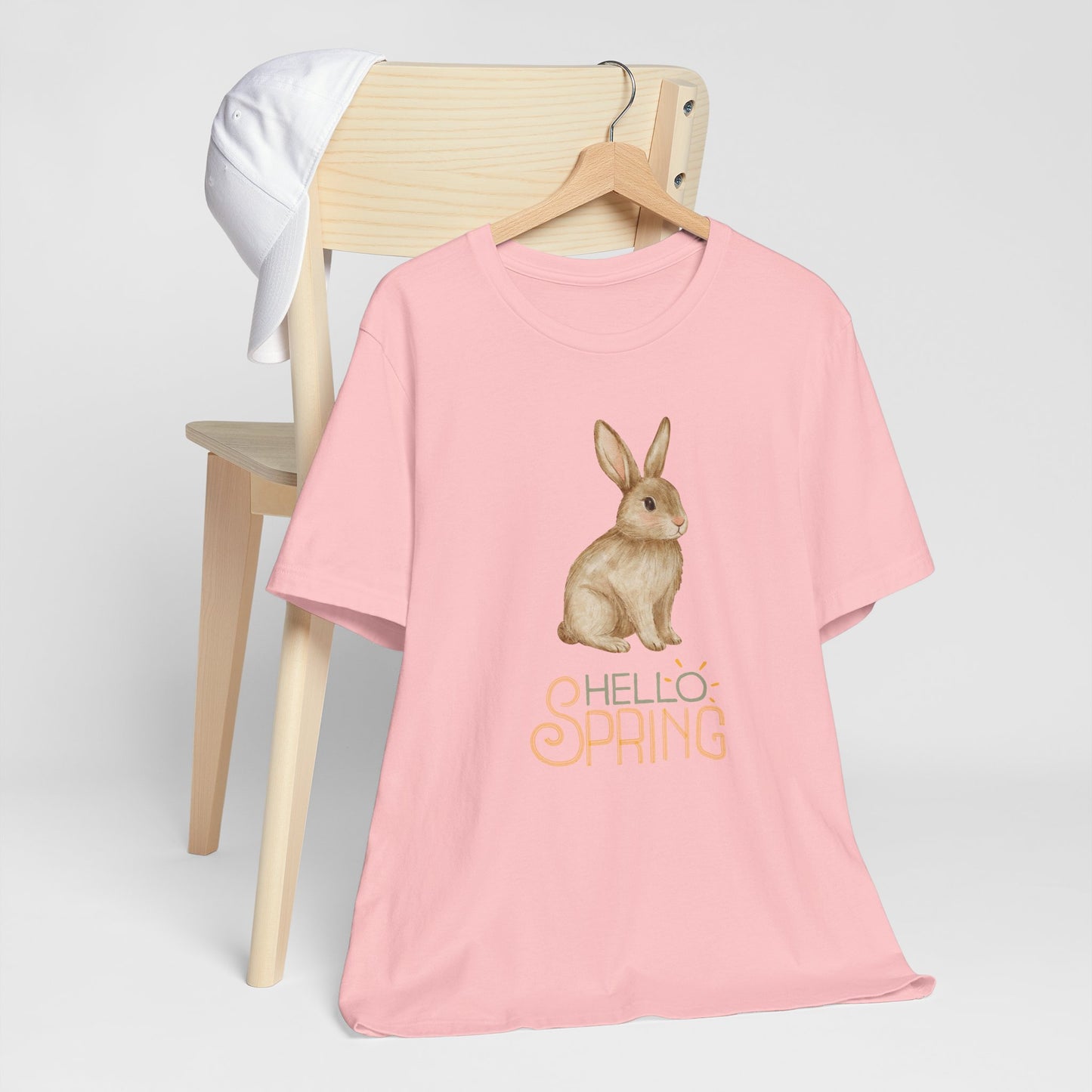 Hello Spring Bunny T-Shirt — Cute Watercolor Rabbit Spring Tee