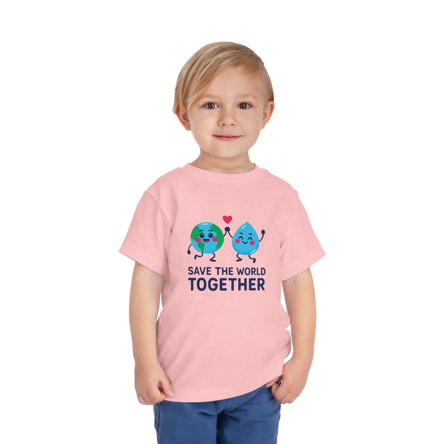 Toddler Tee — "Save the World Together" Earth & Water Cute Eco Kids Shirt