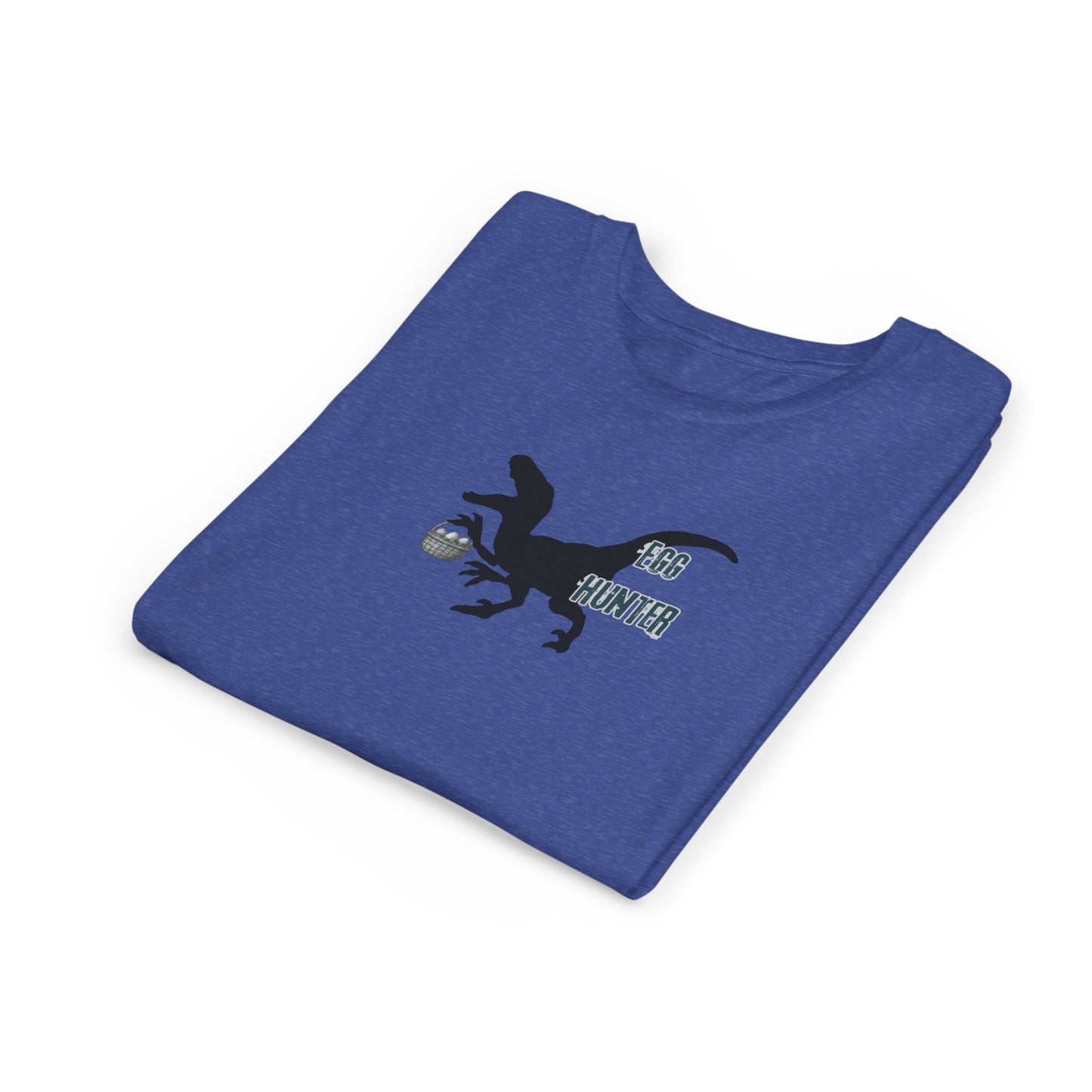 Kids T‑Shirt – 'Egg Hunter' Raptor Dinosaur Easter Tee