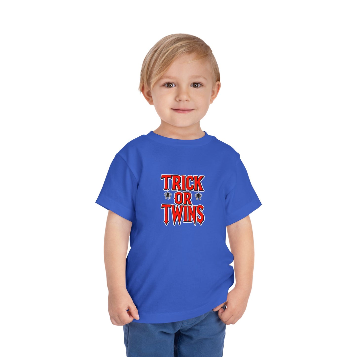 Toddler Twin Matching — "Trick or Twins" Halloween Spiderman Twin Kids Shirt (2 to 5 years)