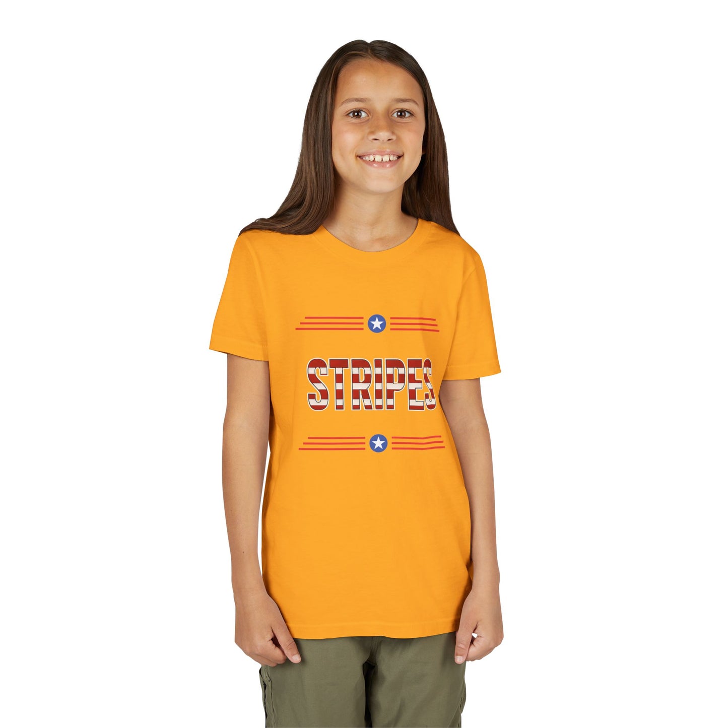 Youth Tee — "Stripes" Patriotic Kids T-Shirt (Red, White & Blue)
