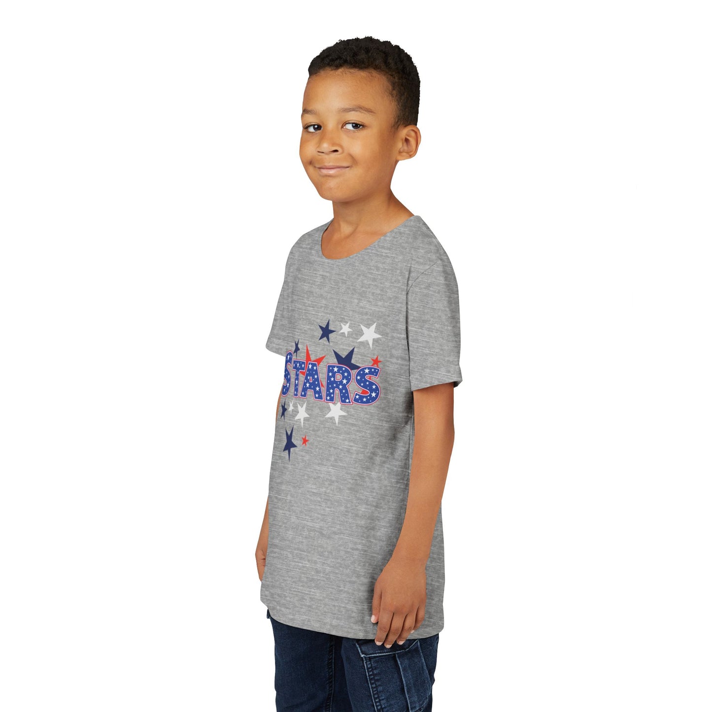 4th July -Youth Stars Tee - Patriotic Red White Blue Kids Shirt