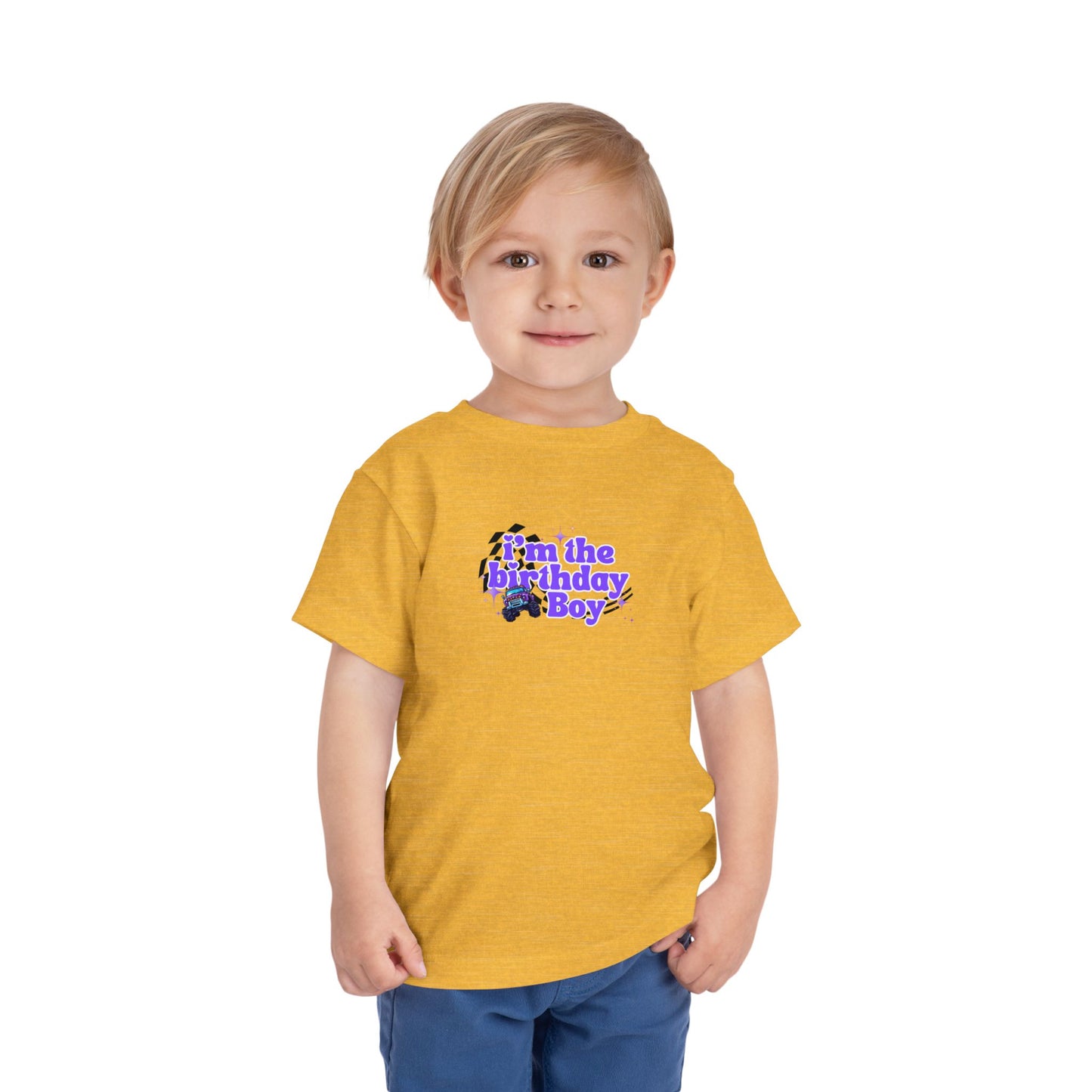 Birthday Boy Kids 2 to 5 Years Tee — 'I'm the Birthday Boy' Purple Racing Design