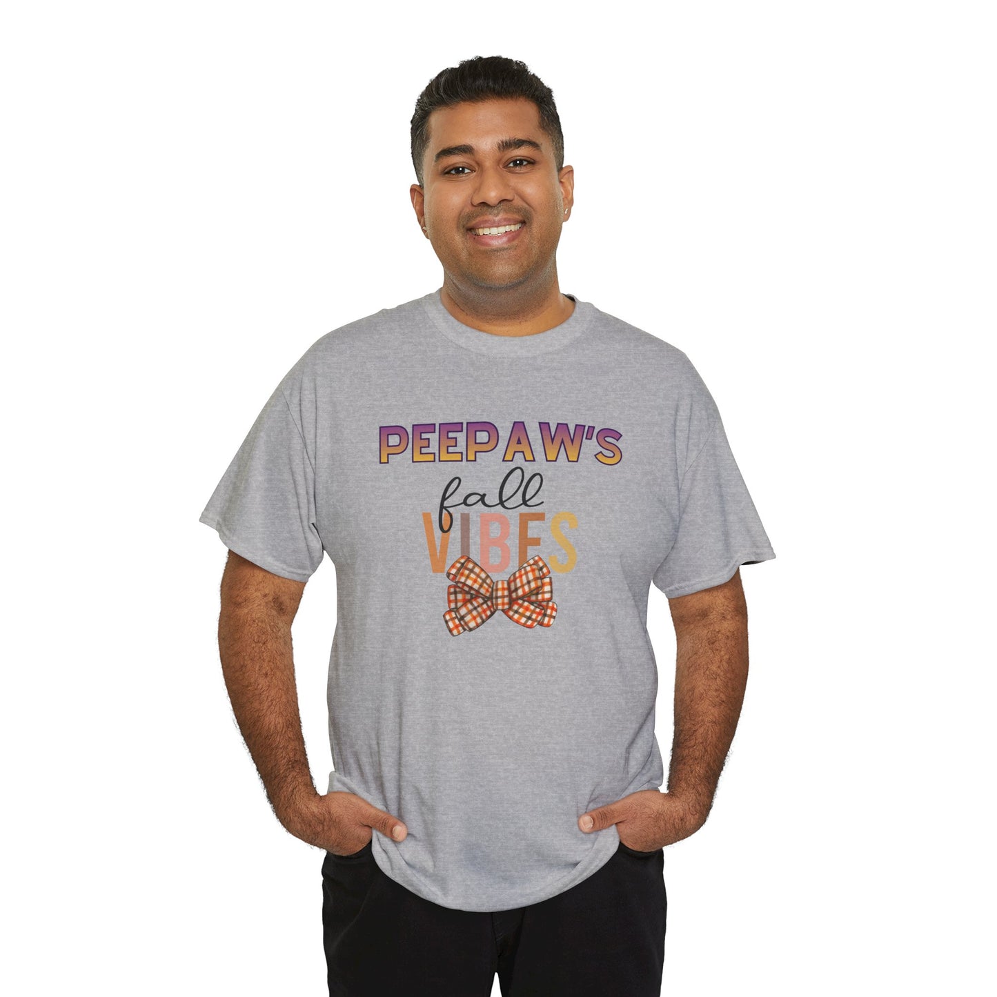 Pepaw's Fall Vibes T-Shirt — Grandpa Autumn Plaid Bow Tee