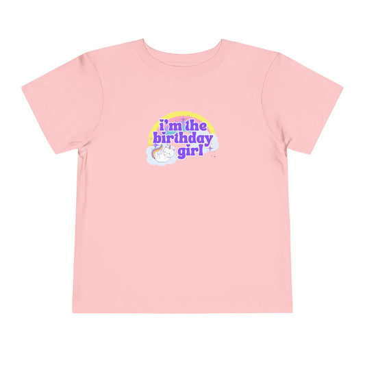 Birthday Girl Kids 2 to 5 years Tee — "I'm the Birthday Girl" Cat Unicorn Party Shirt
