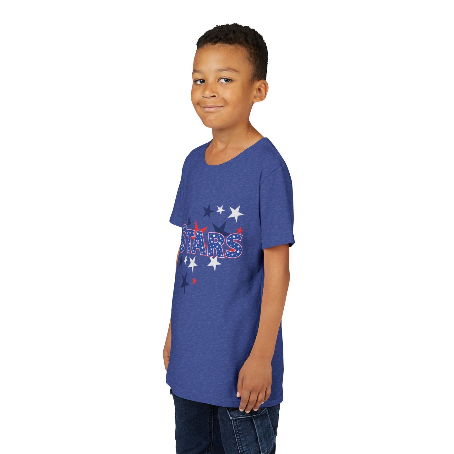 4th July -Youth Stars Tee - Patriotic Red White Blue Kids Shirt