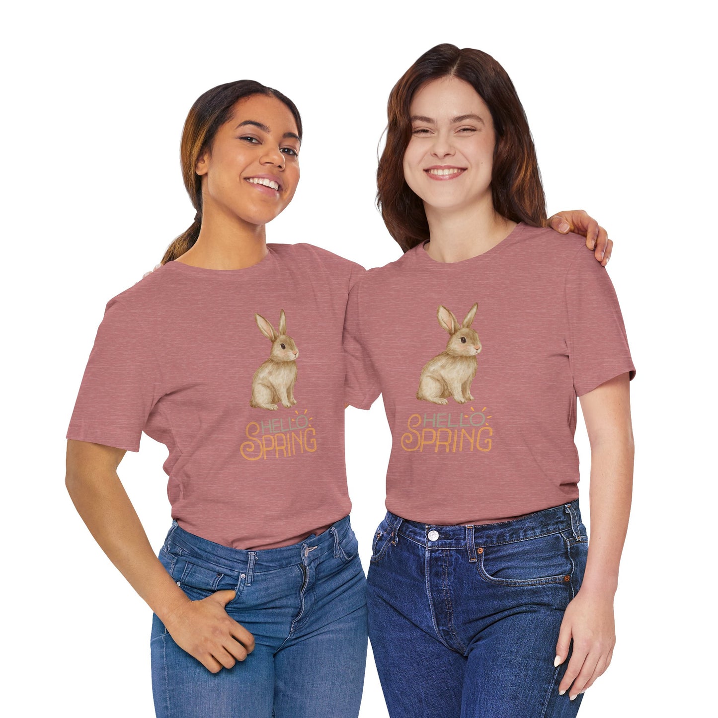 Hello Spring Bunny T-Shirt — Cute Watercolor Rabbit Spring Tee