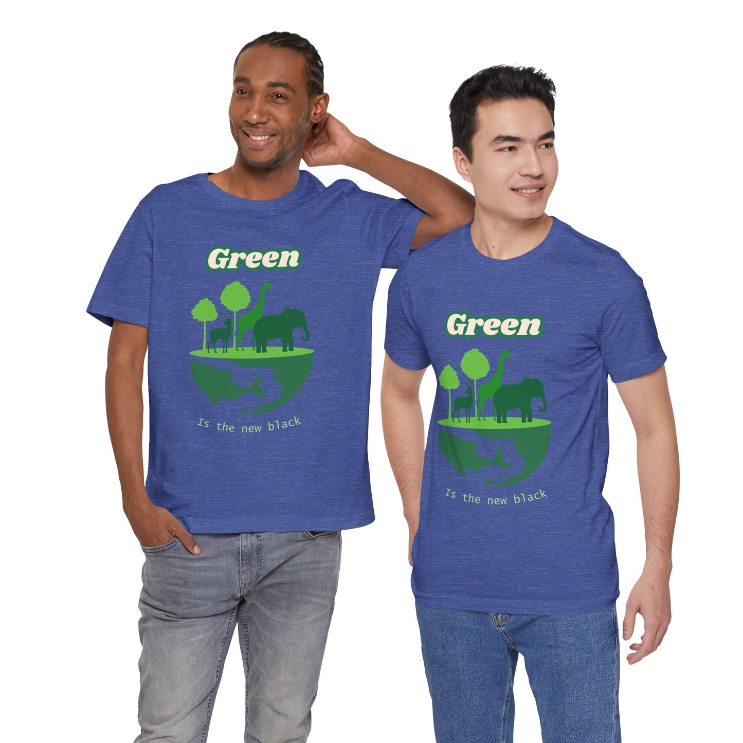 Green Mens Wildlife Conservation T-Shirt — "Green is the New Black" Eco Tee