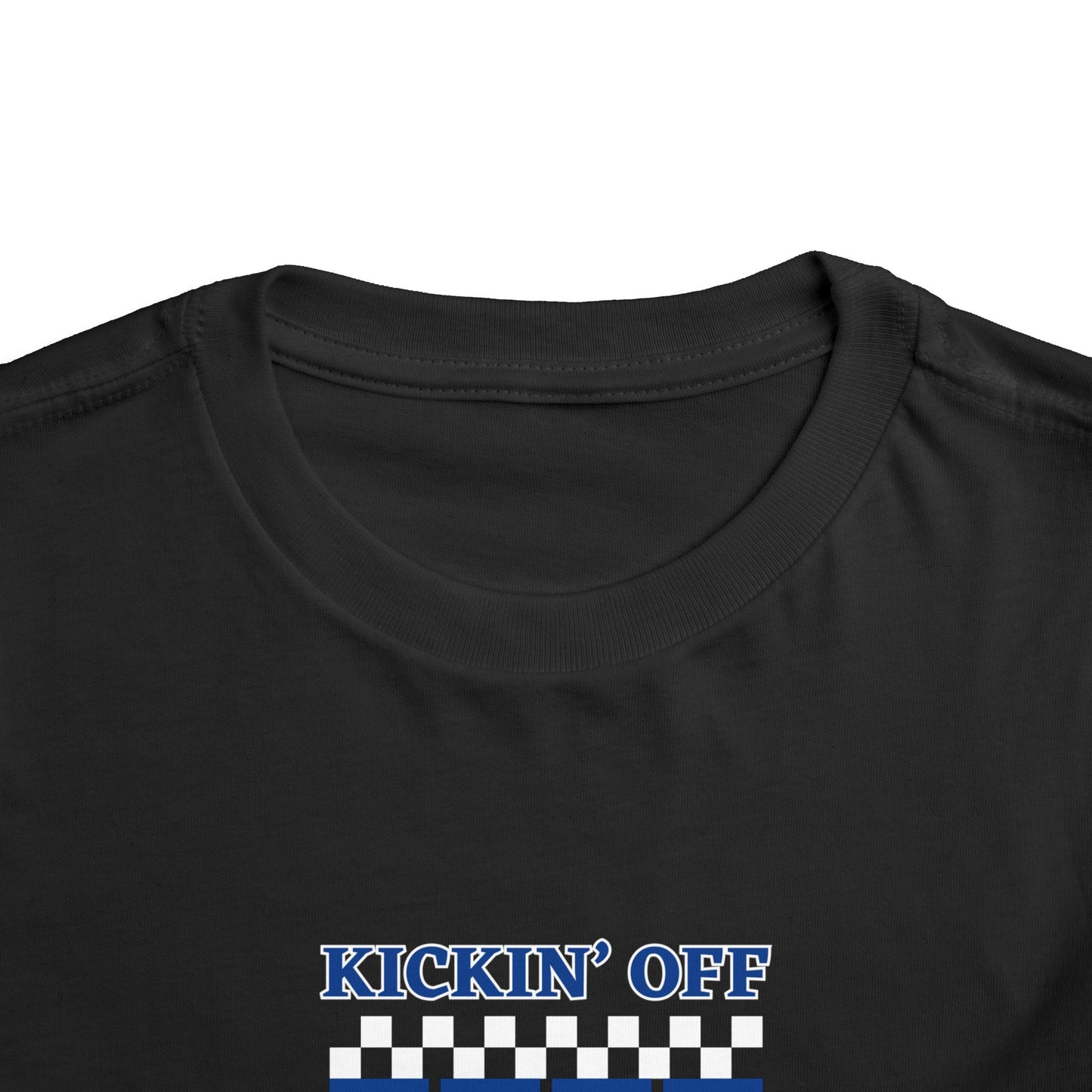 Kickin' Off Three Years Toddler Boy Tee — Soccer Third Birthday Shirt