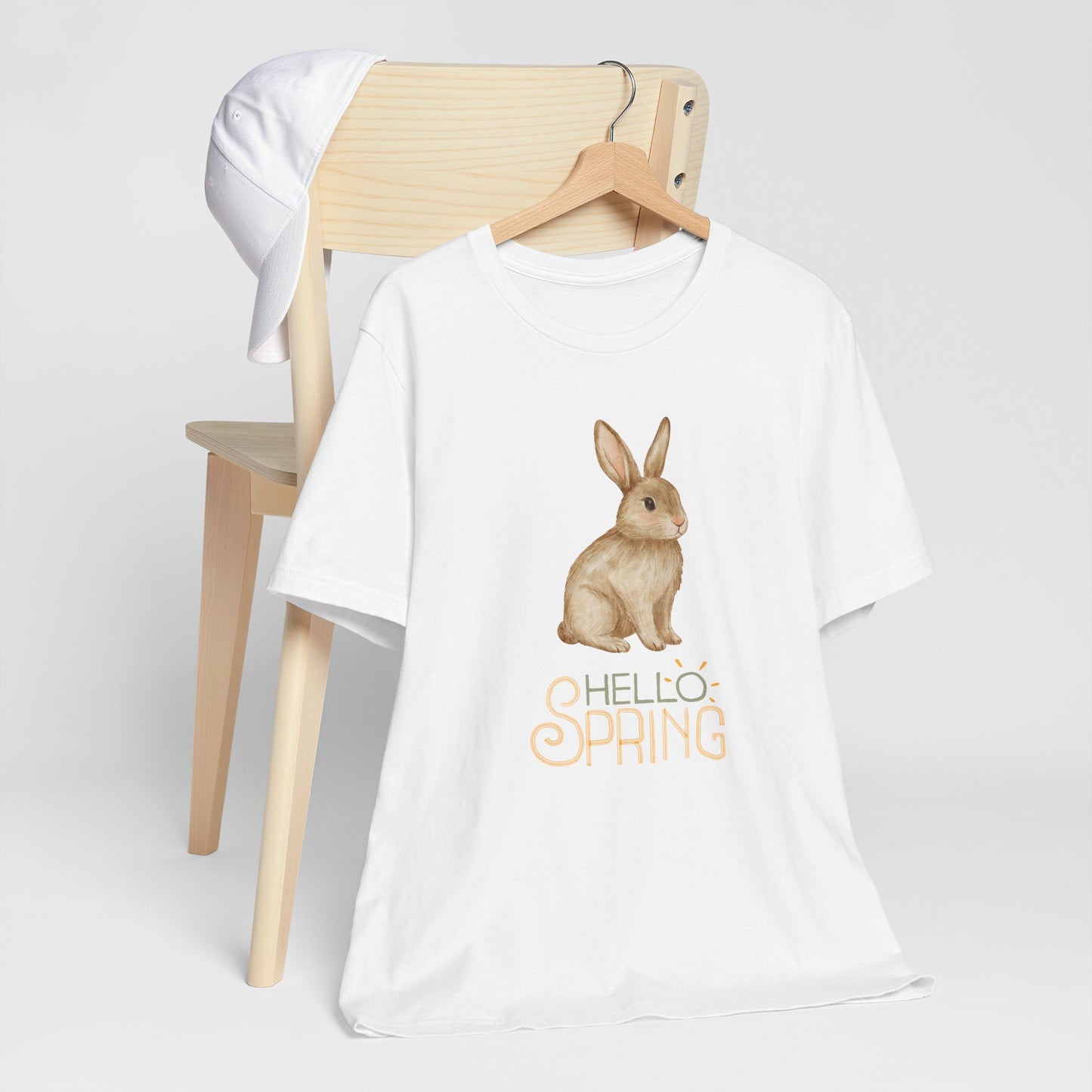 Hello Spring Bunny T-Shirt — Cute Watercolor Rabbit Spring Tee