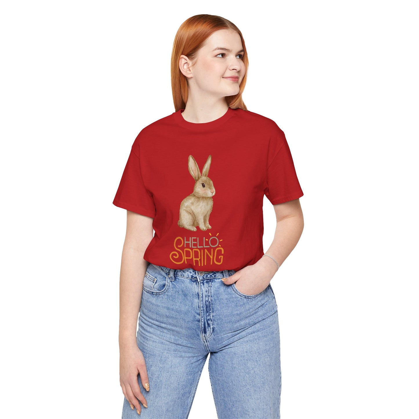 Hello Spring Bunny T-Shirt — Cute Watercolor Rabbit Spring Tee