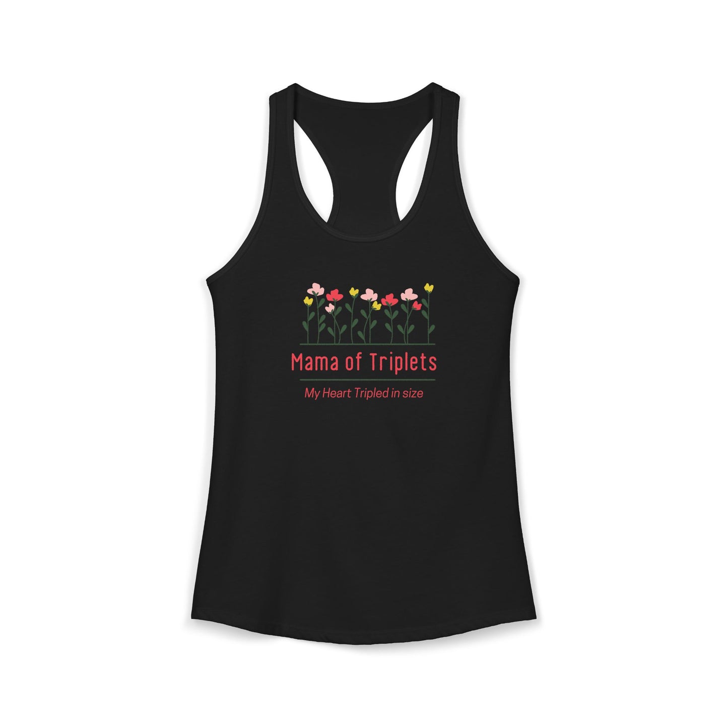 Mama of Triplets- Floral Racerback Tank
