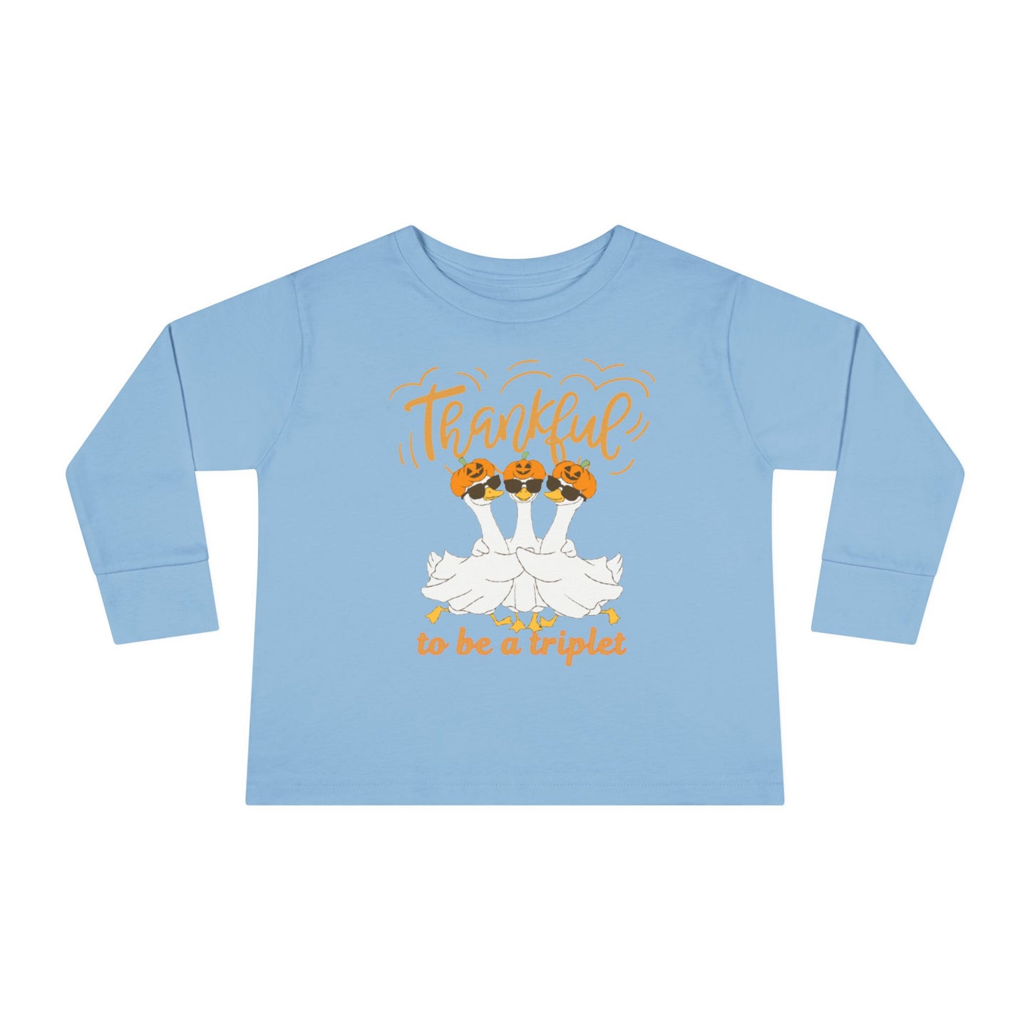 Thankful to Be a Triplet Toddler Long Sleeve Tee