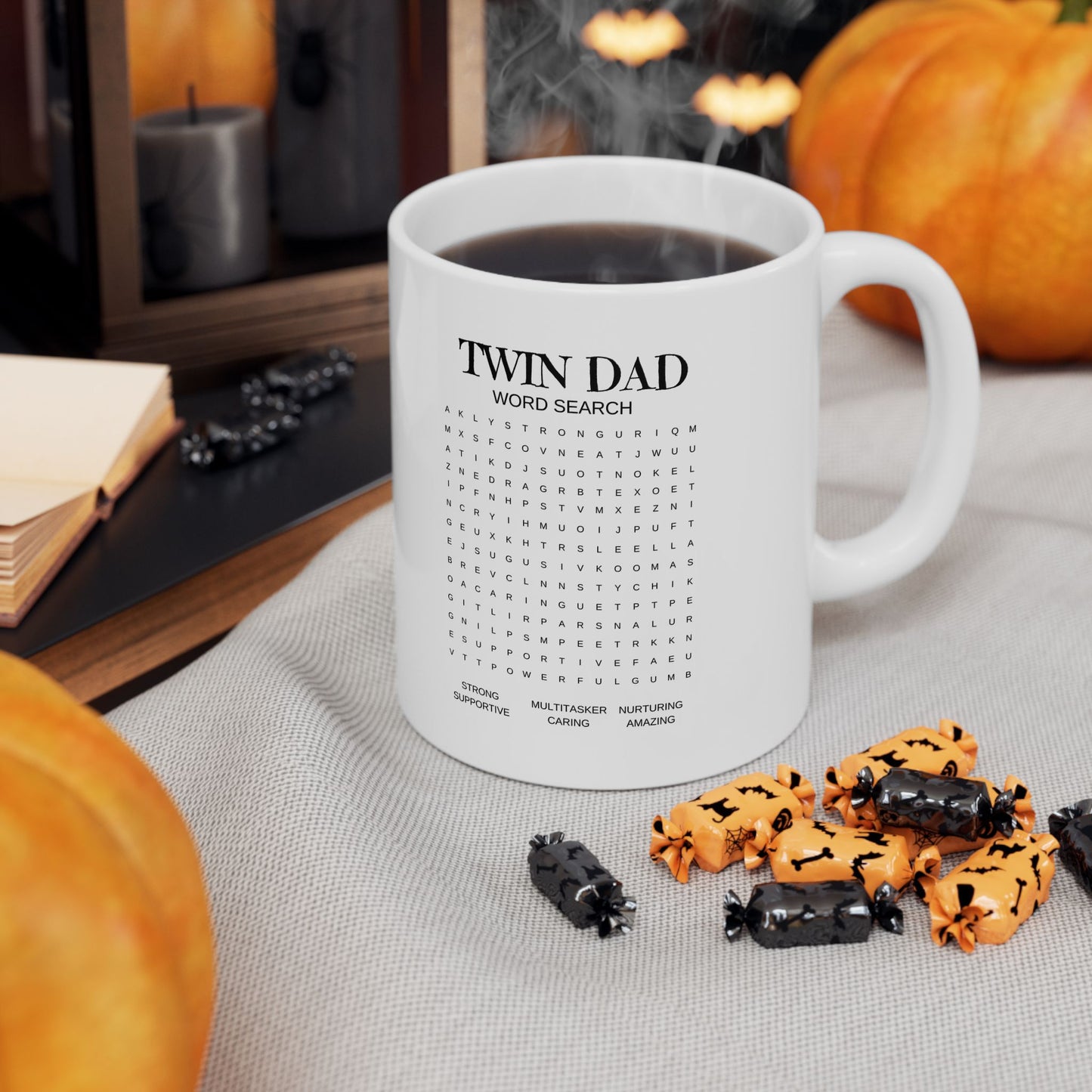Twin Dad Word Search Ceramic Mug – Funny Puzzle Gift (11oz & 15oz)