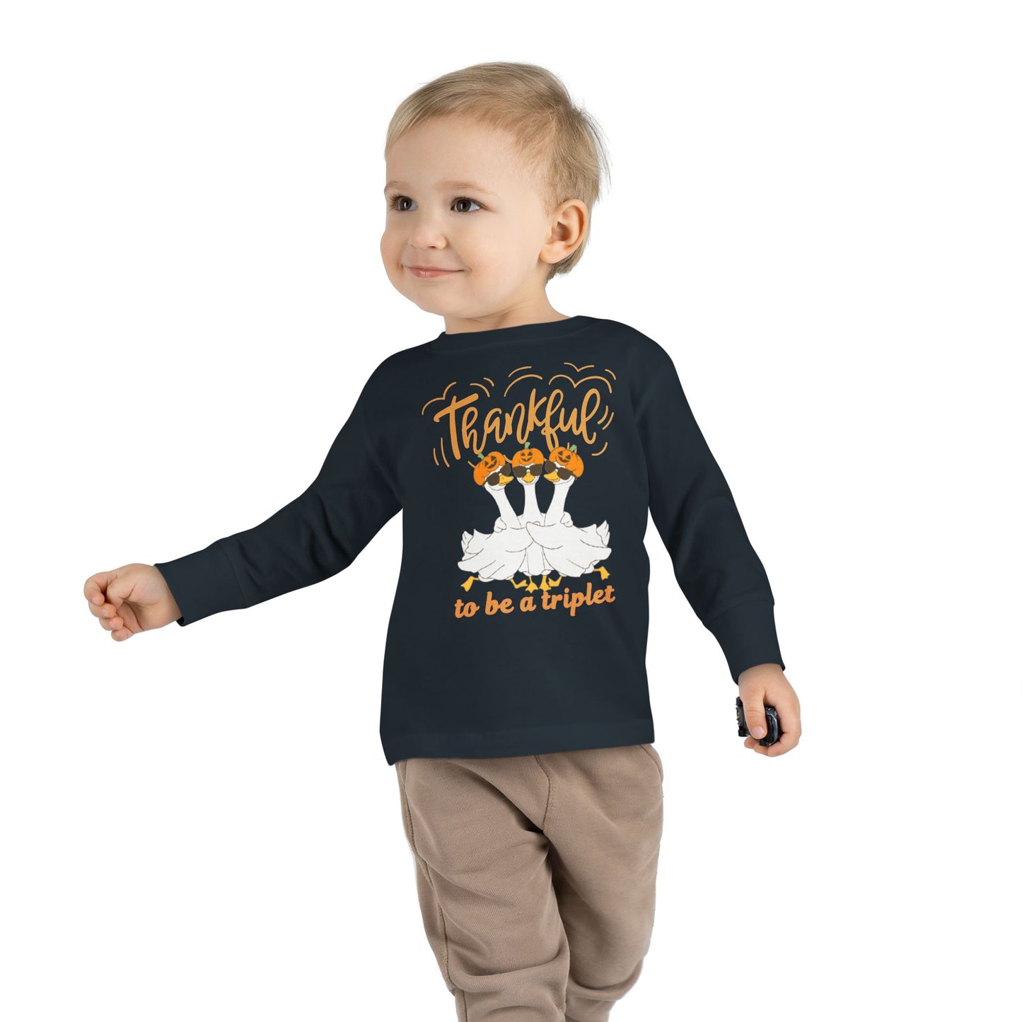 Thankful to Be a Triplet Toddler Long Sleeve Tee