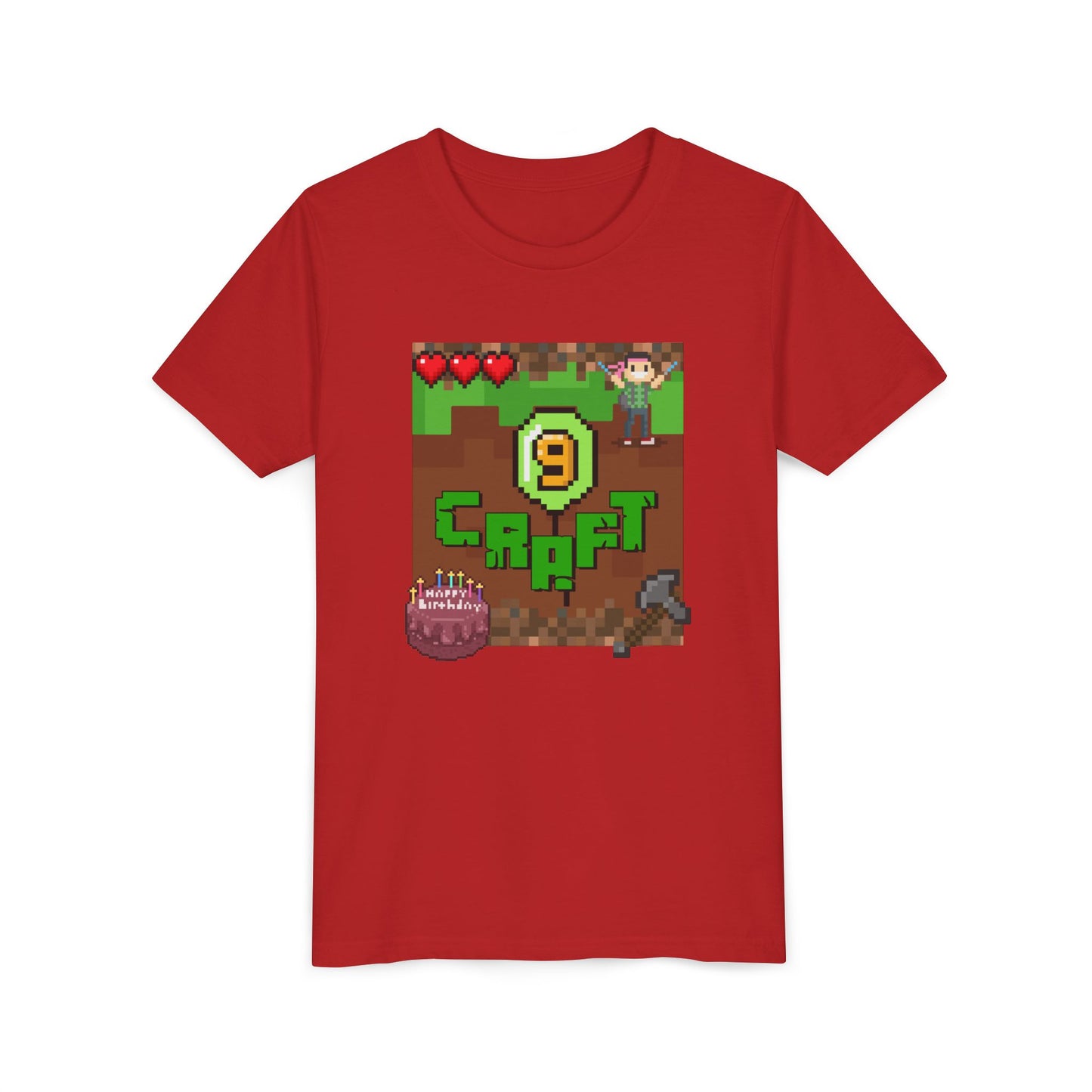 Minecraft-Style '9 Craft' Kids Tee — Birthday Gamer Shirt