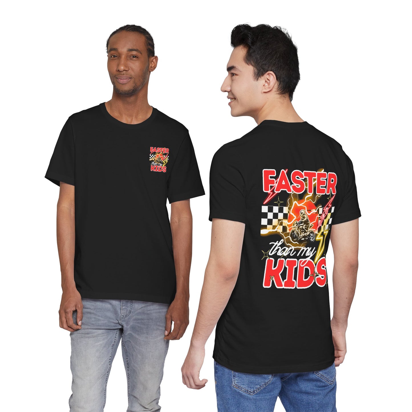 Faster Than My Kids Racing Tee — Motorcycle Retro Graphic Shirt