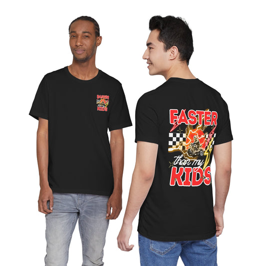 Faster Than My Kids Racing Tee — Motorcycle Retro Graphic Shirt