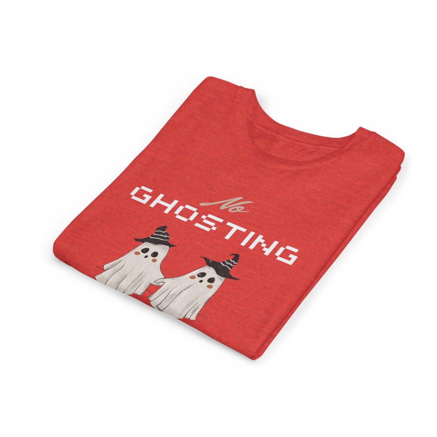 Youth Tee - "No Ghosting" Cute Ghost Kids Halloween T-Shirt