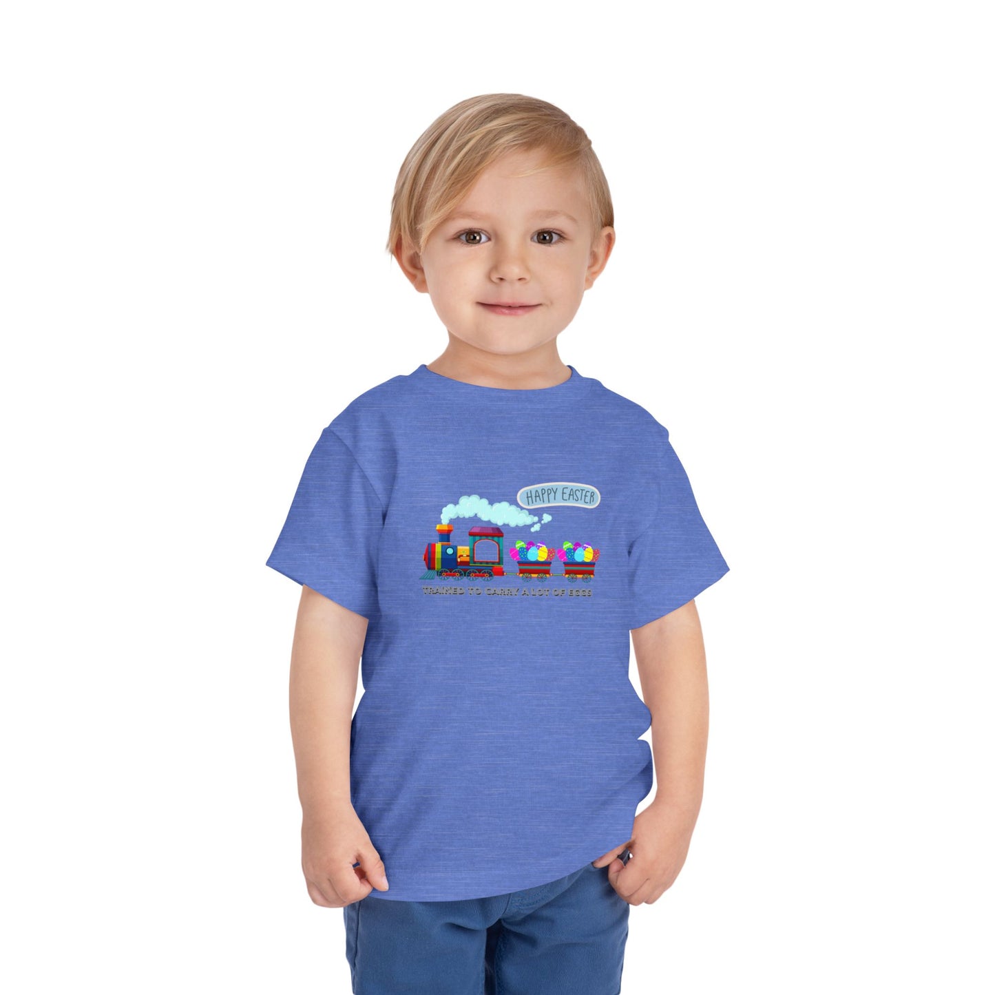 Toddler Easter Tee "Trained to carry lots of eggs" — Cute Train themed boy Shirt