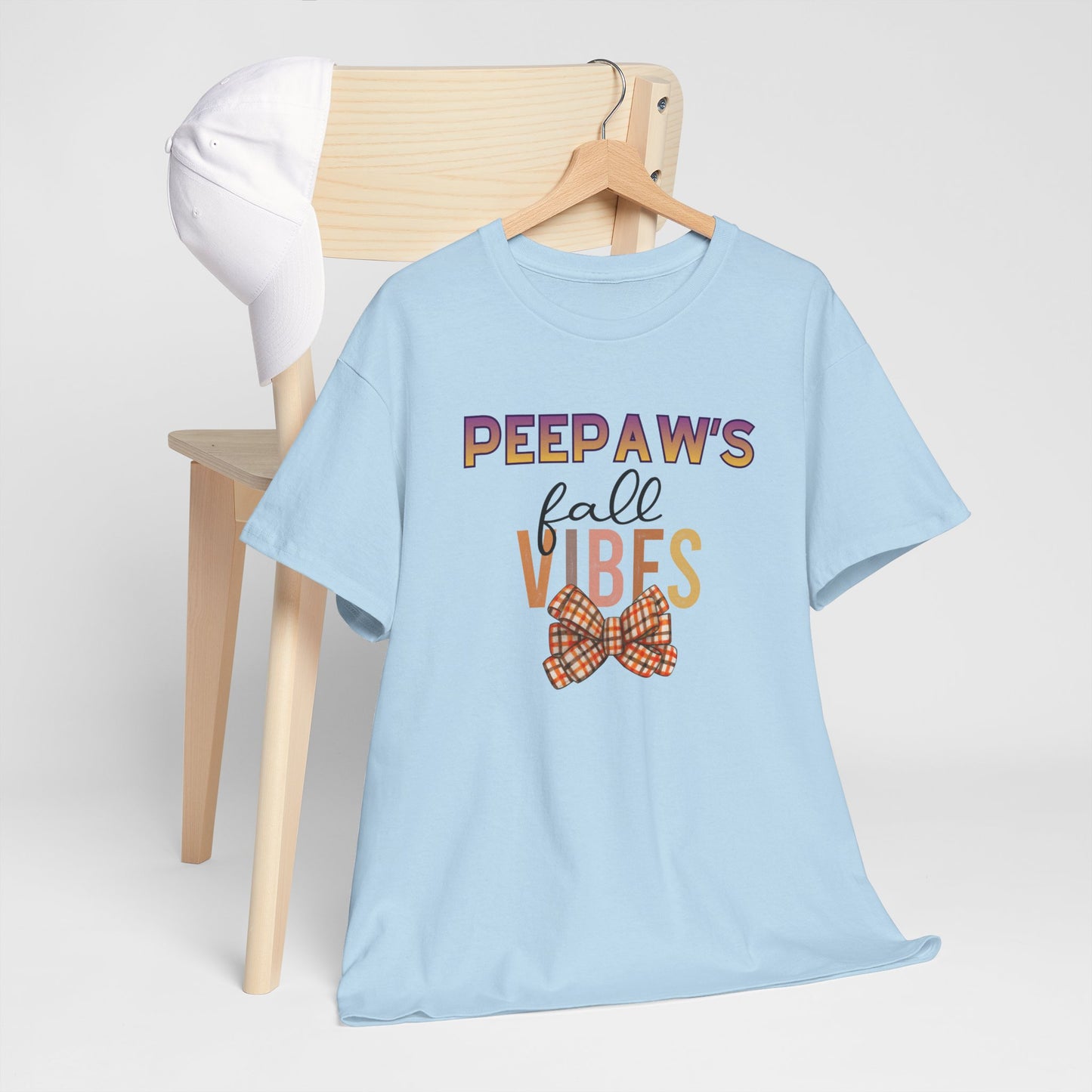 Pepaw's Fall Vibes T-Shirt — Grandpa Autumn Plaid Bow Tee