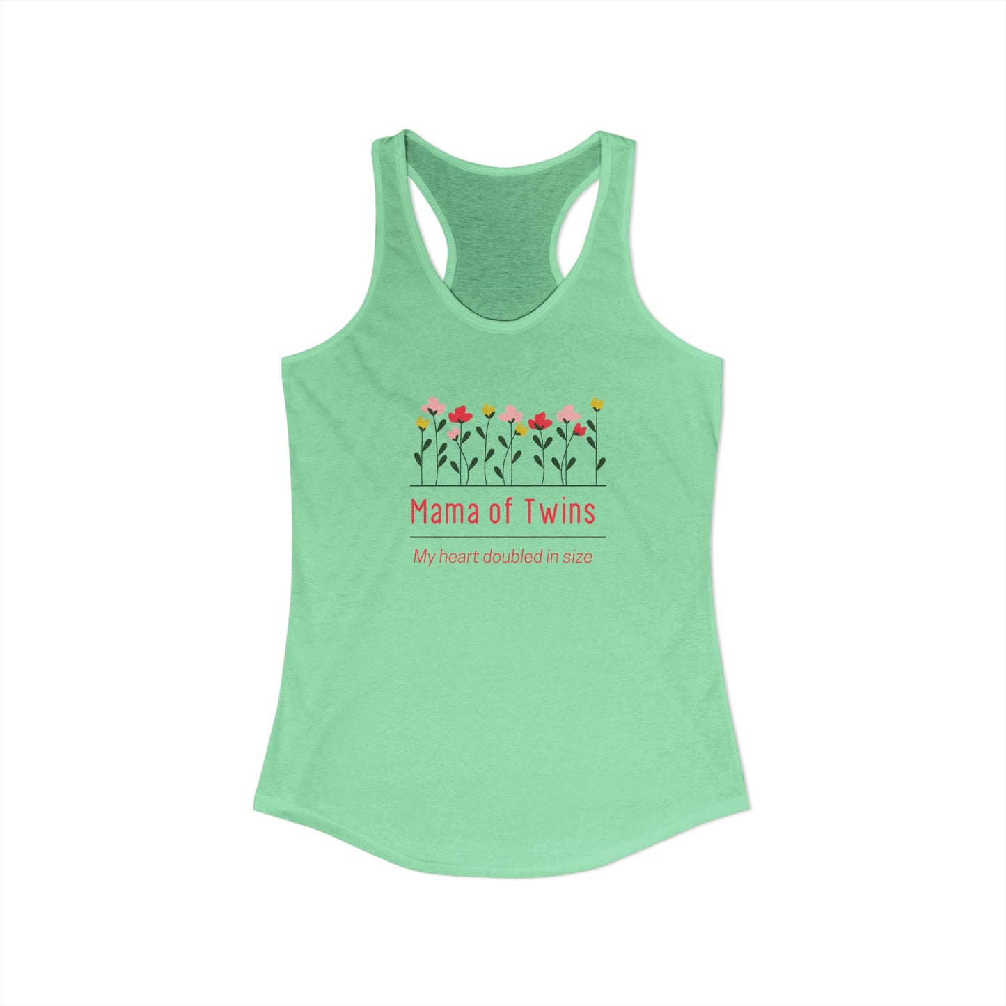 Mama of Twins- Floral Women's Ideal Racerback Tank