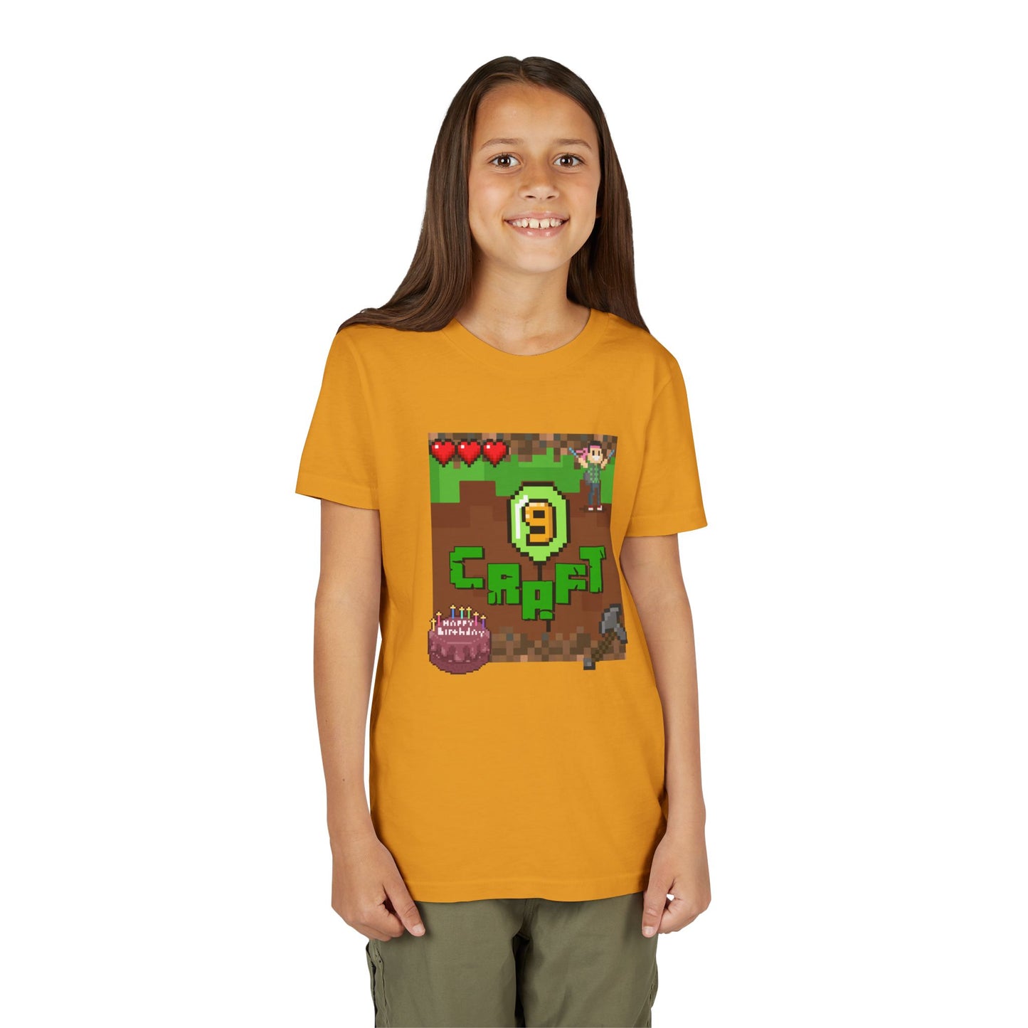 Minecraft-Style '9 Craft' Kids Tee — Birthday Gamer Shirt