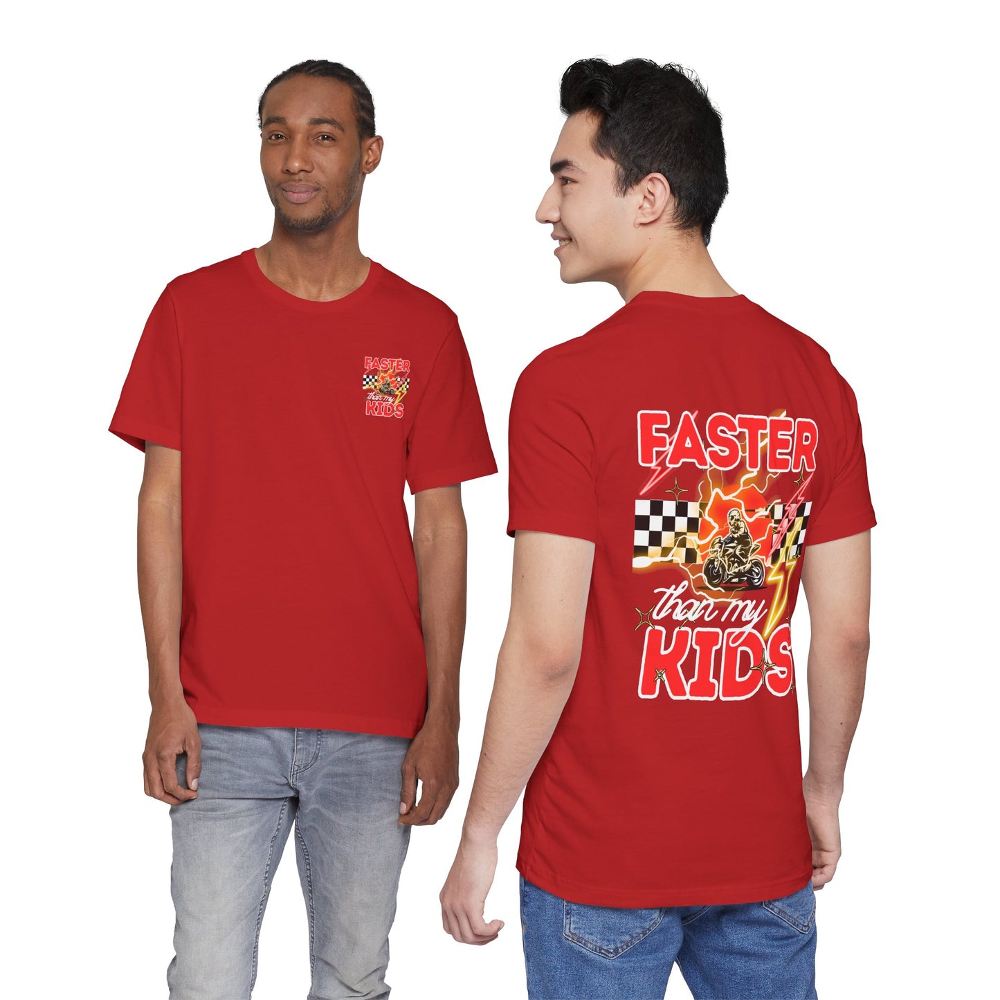 Faster Than My Kids Racing Tee — Motorcycle Retro Graphic Shirt