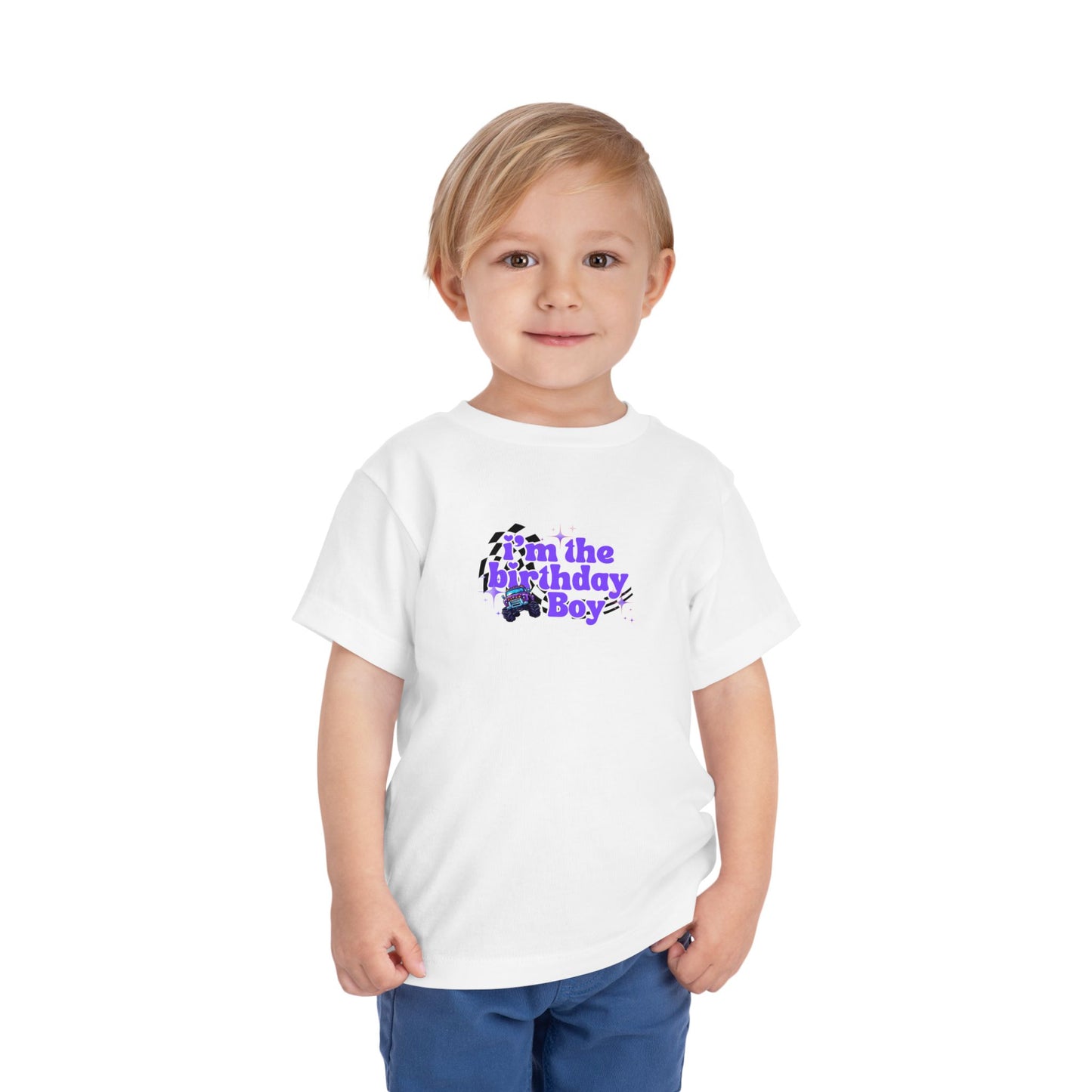 Birthday Boy Kids 2 to 5 Years Tee — 'I'm the Birthday Boy' Purple Racing Design