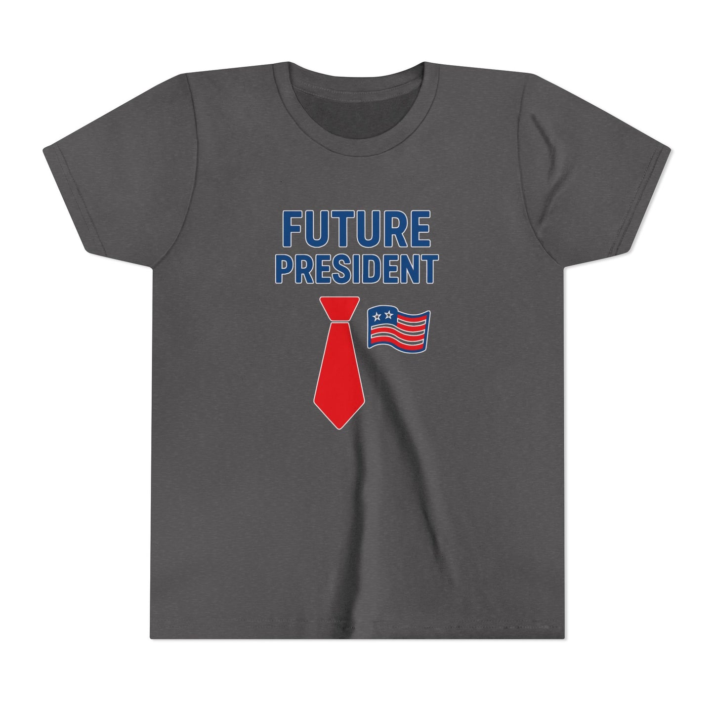 Youth Tee — "Future President" Patriotic Kids T-Shirt with Tie & Flag Design