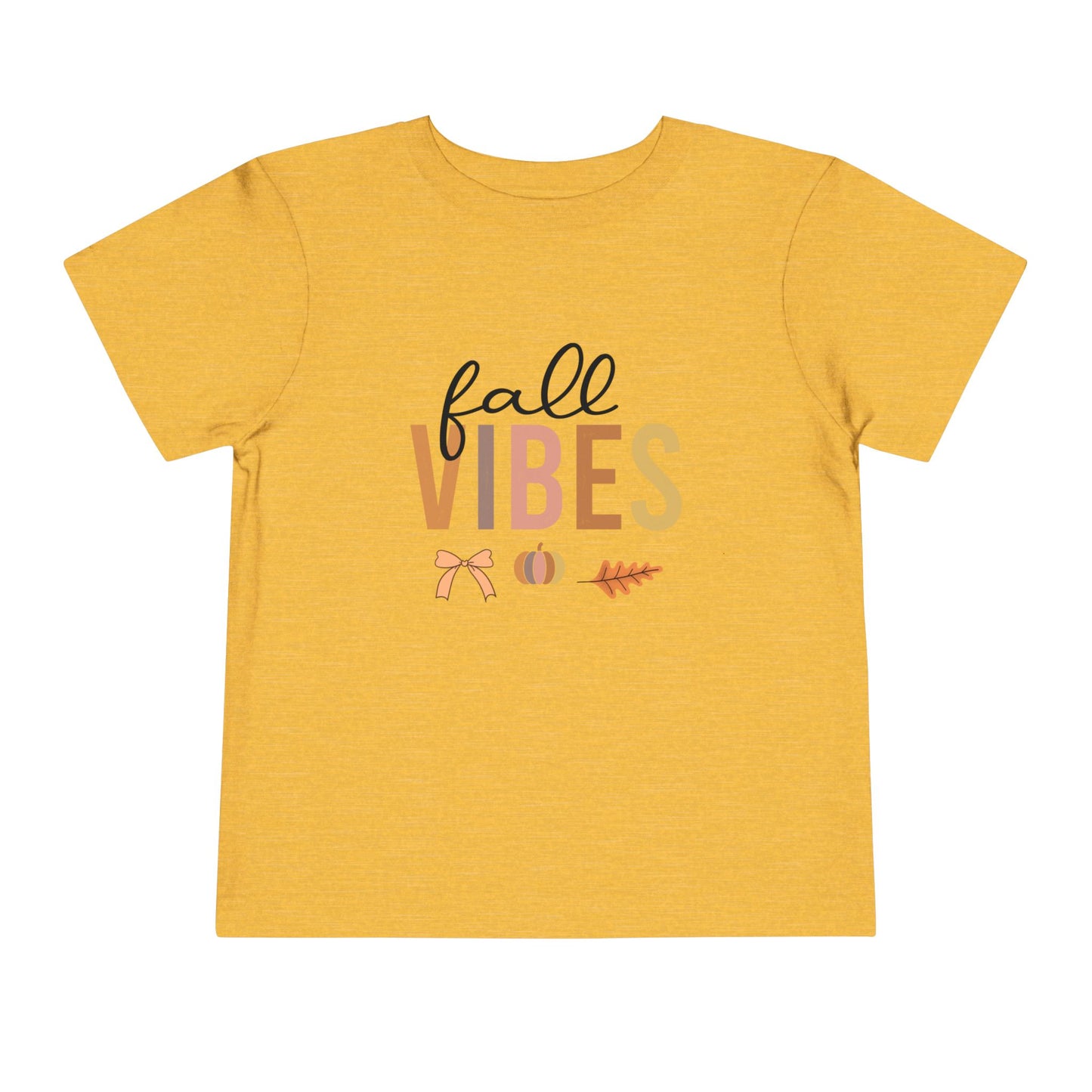 Toddler Tee – "Fall Vibes" Pumpkin & Leaf Autumn Graphic