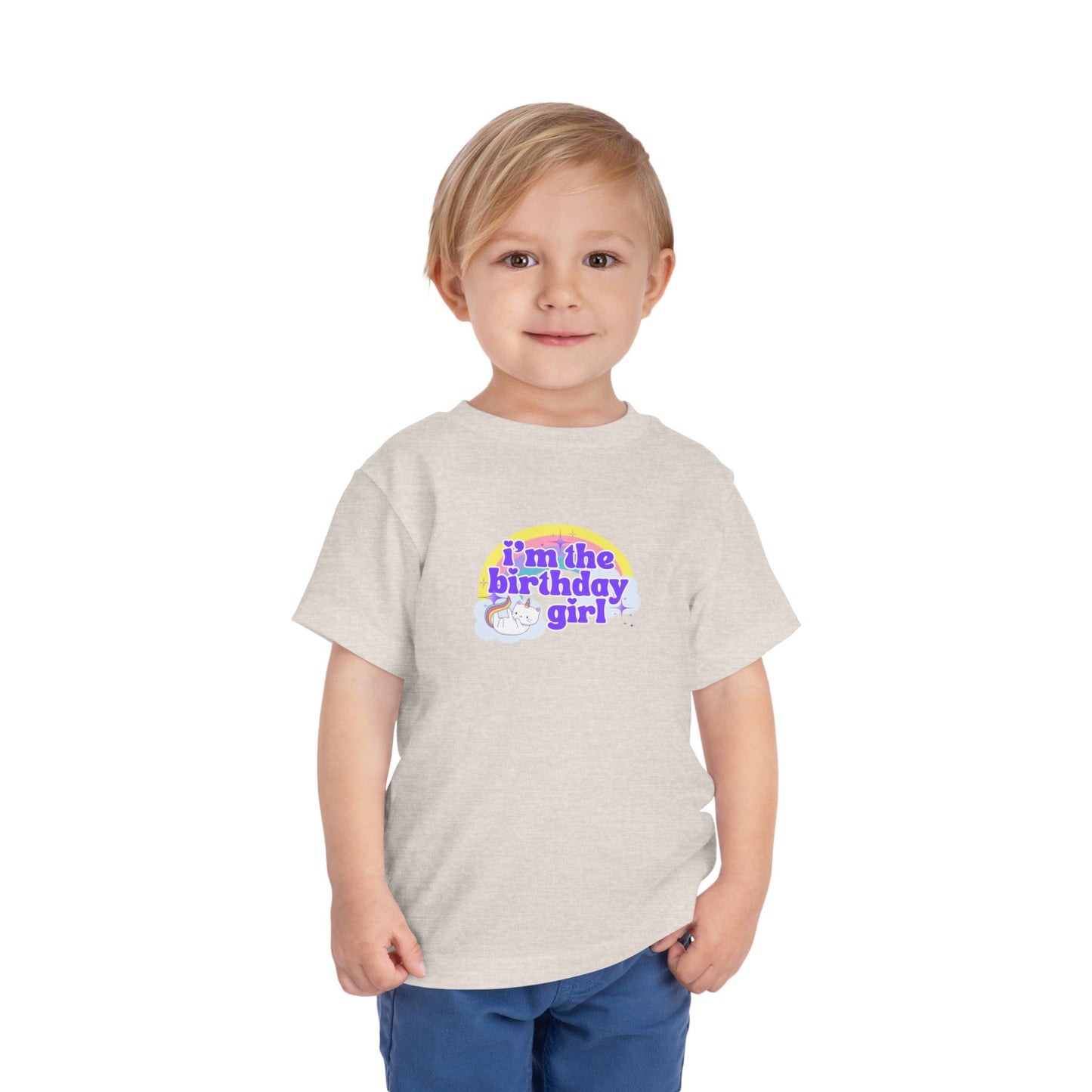 Birthday Girl Kids 2 to 5 years Tee — "I'm the Birthday Girl" Cat Unicorn Party Shirt
