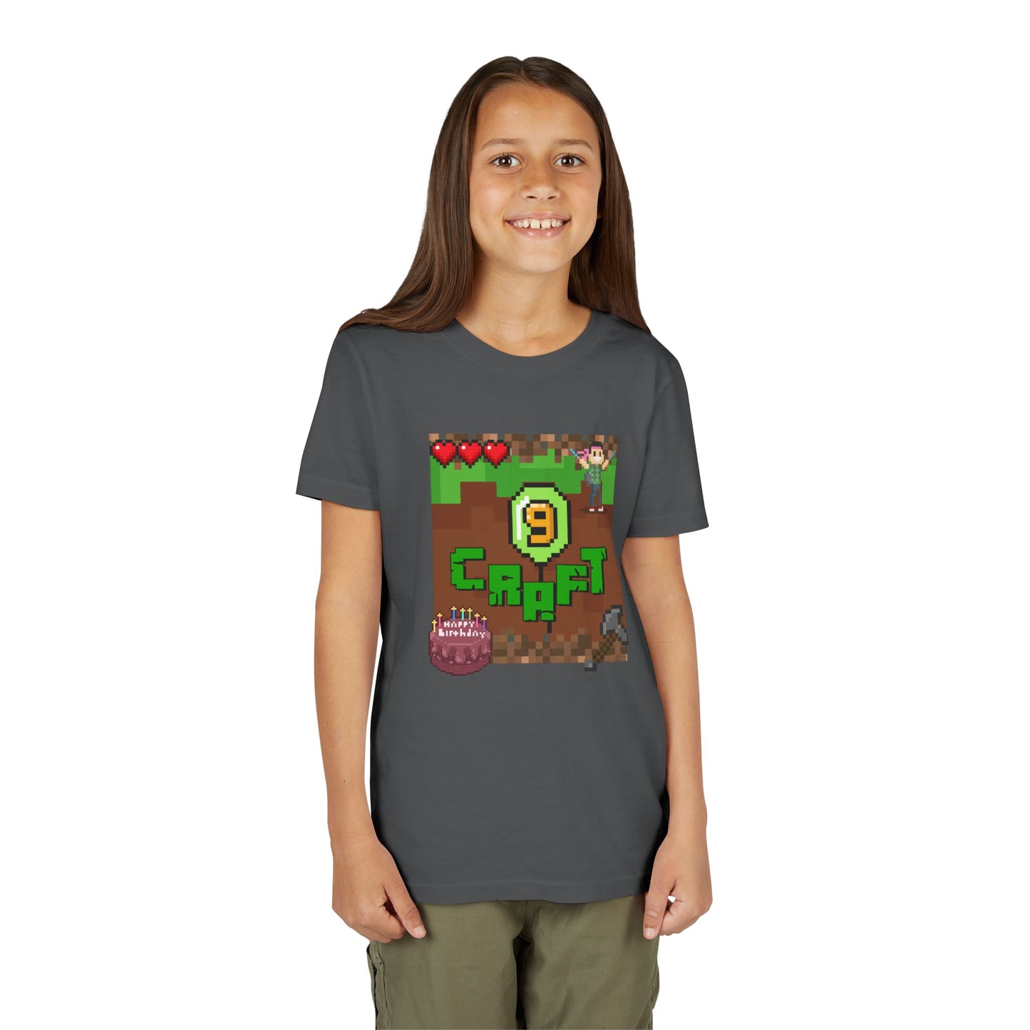 Minecraft-Style '9 Craft' Kids Tee — Birthday Gamer Shirt