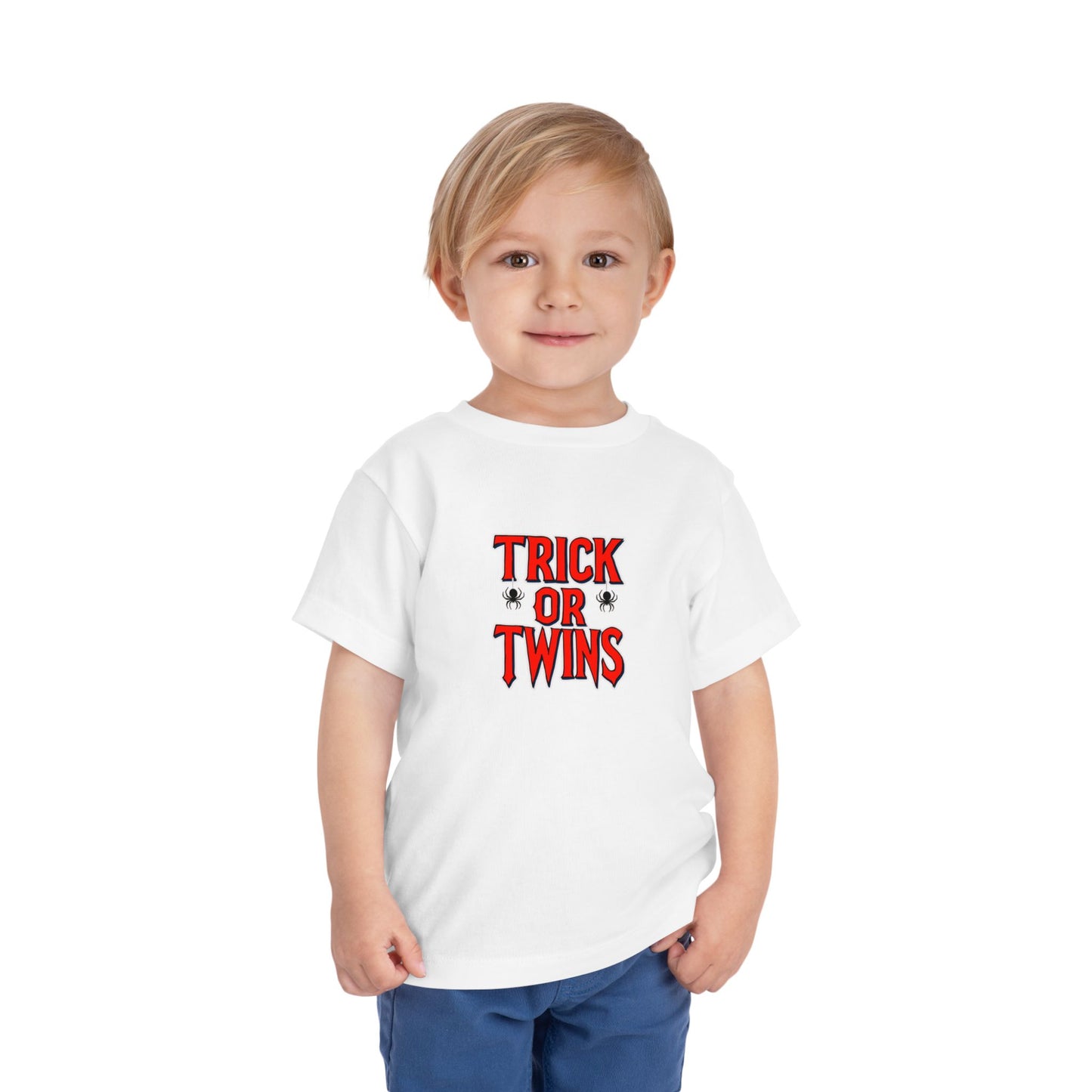 Toddler Twin Matching — "Trick or Twins" Halloween Spiderman Twin Kids Shirt (2 to 5 years)