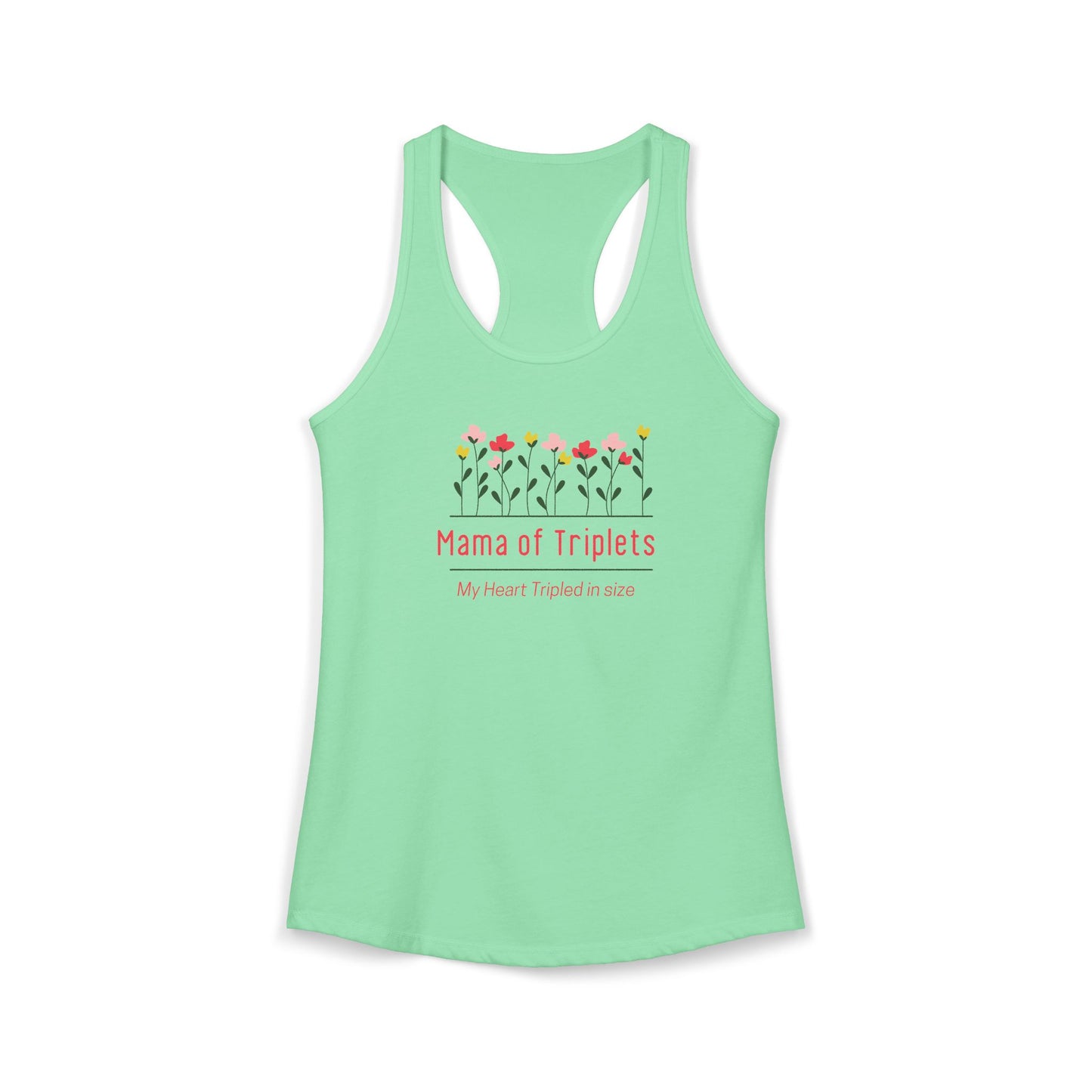 Mama of Triplets- Floral Racerback Tank