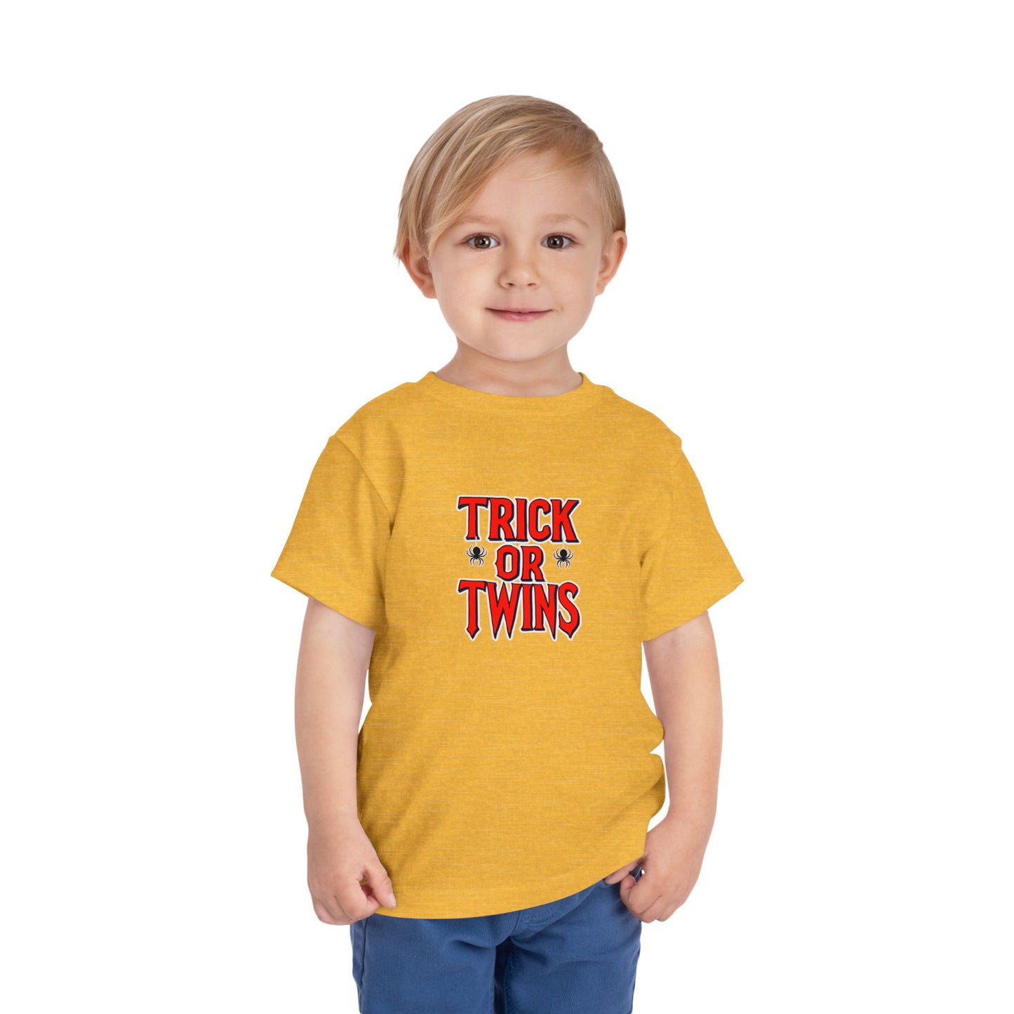 Toddler Twin Matching — "Trick or Twins" Halloween Spiderman Twin Kids Shirt (2 to 5 years)