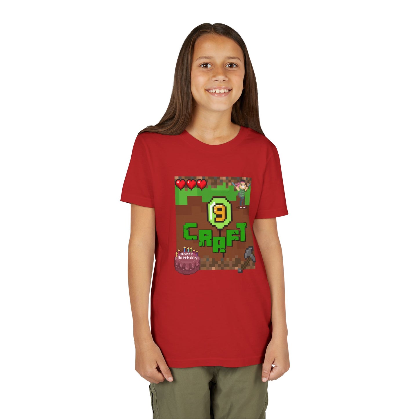 Minecraft-Style '9 Craft' Kids Tee — Birthday Gamer Shirt