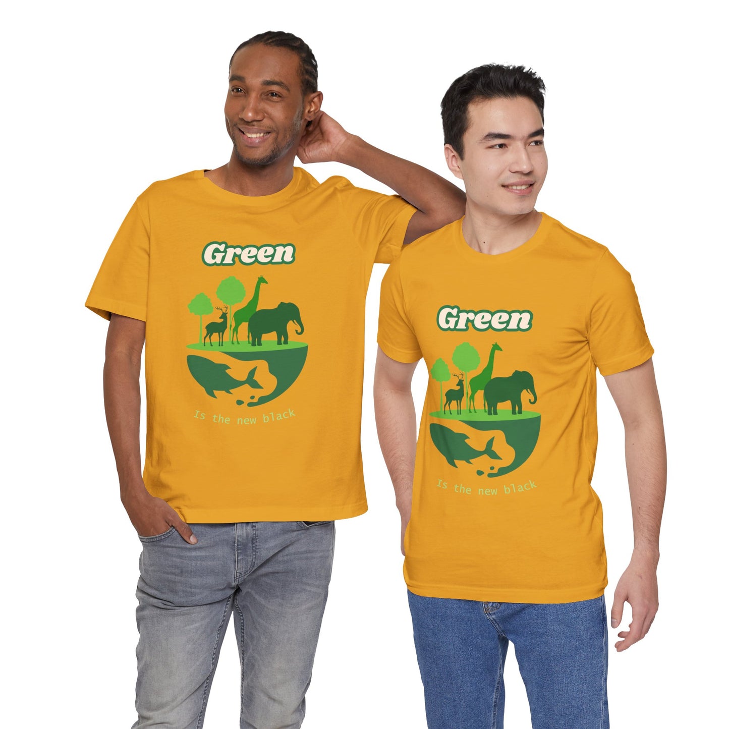 Green Mens Wildlife Conservation T-Shirt — "Green is the New Black" Eco Tee