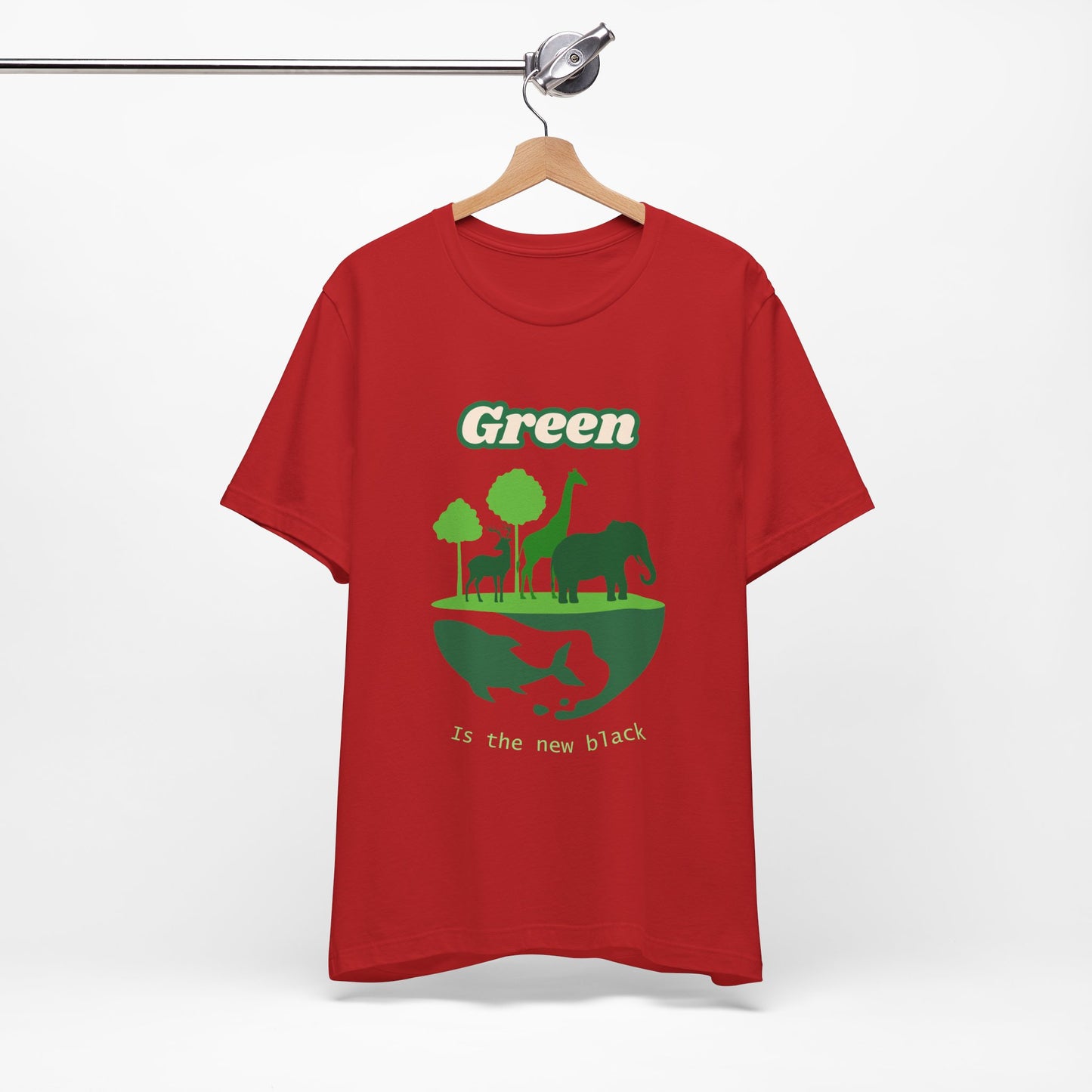 Green Mens Wildlife Conservation T-Shirt — "Green is the New Black" Eco Tee