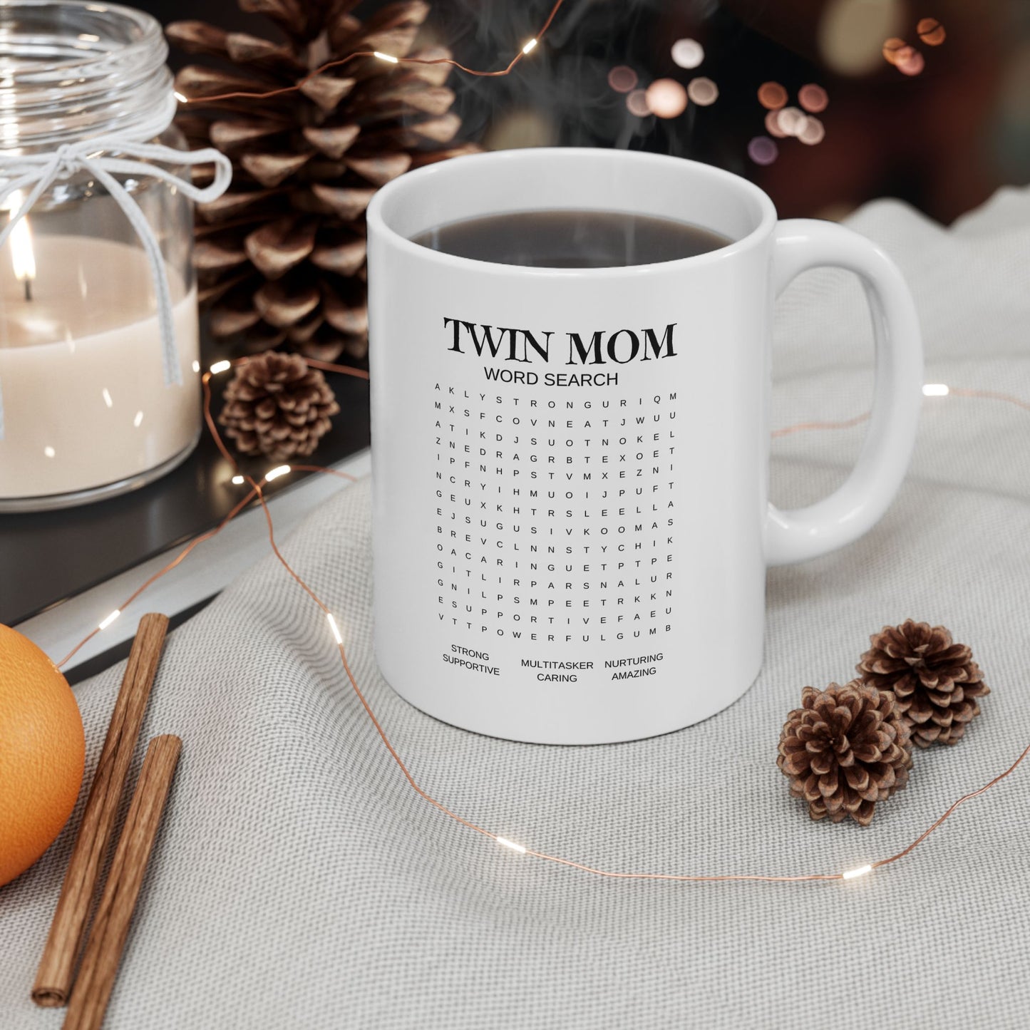 Twin Moms Word search Ceramic Mug